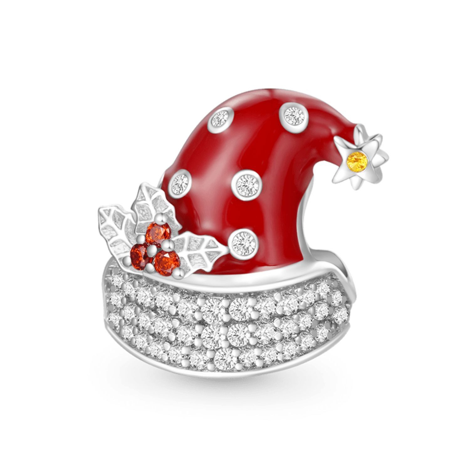 Gnoce Bead Gnoce Charm Weihnachtsmütze Silber HLC007