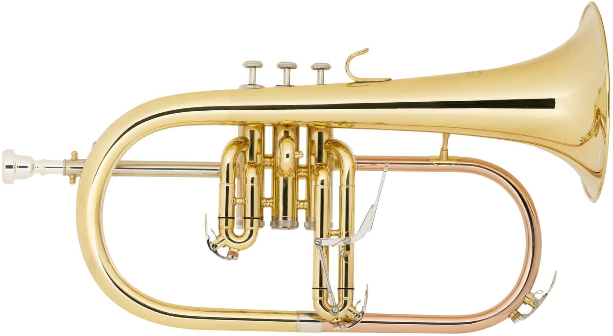 Classic Cantabile Flügelhorn FL-26L Flügelhorn lackiert Bb, inklusive Mundstück und Leichtkoffer, komplett aus Messing mit USA-Schaft