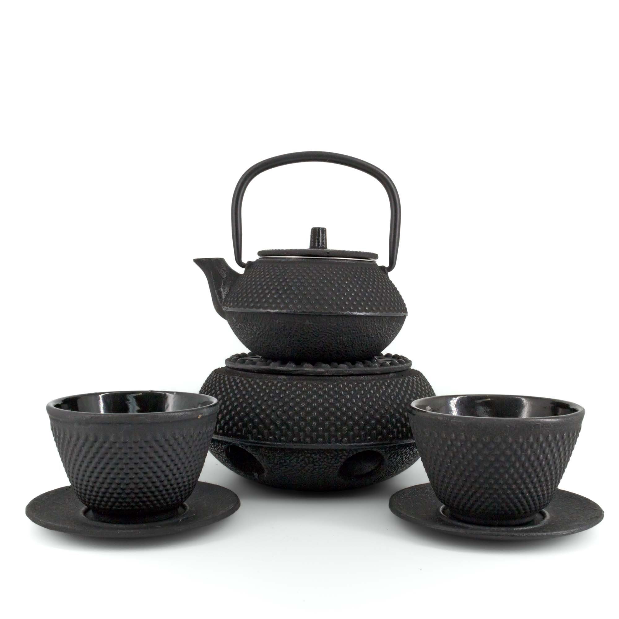 teayumi Teekanne ARARE Tetsubin Kombi-Set Gusseisenkanne 300 ml Schwarz, 0.3 l, (Kombi-Set, 8-teilig), mit herausnehmbaren Edelstahlsieb, mit Henkel