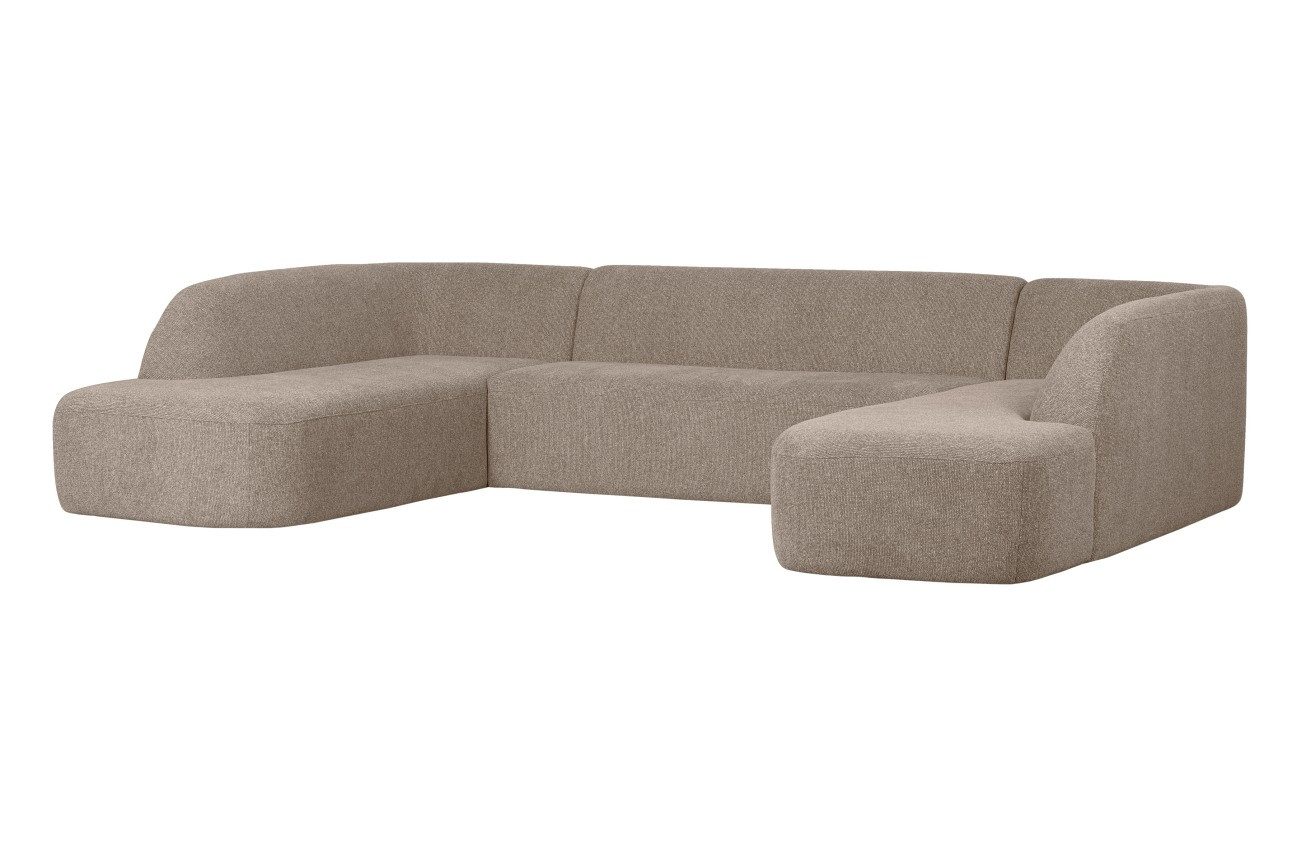 WOOOD Ecksofa Sloping U-Form aus Melange-Stoff, Hellbraun