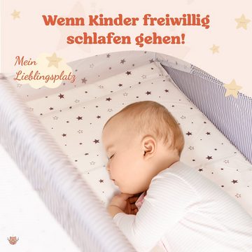 Alcube Reisebett Komfort Plus I Kinderreisebett inkl. Bodeneinlage mit Reisverschluss 4 feste Standfüße, inkl. Tragetasche