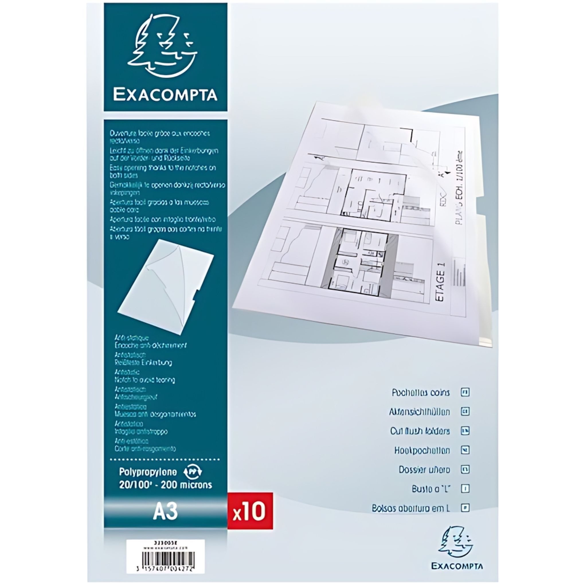 Produktbild von 50x A3 Prospekthüllen – Glasklar, 80 µm, Hochformat Mit Abheftrand, Made In Germany