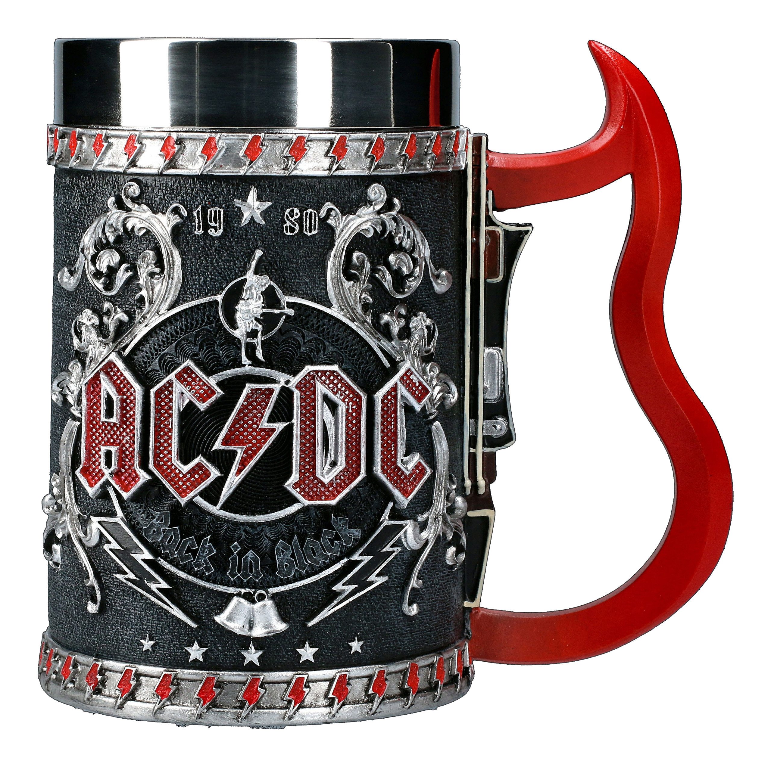Figuren Shop GmbH Bierkrug AC/DC Krug - Back in Black - Merchandise Metall, Kunststein (Polyresin), Edelstahl