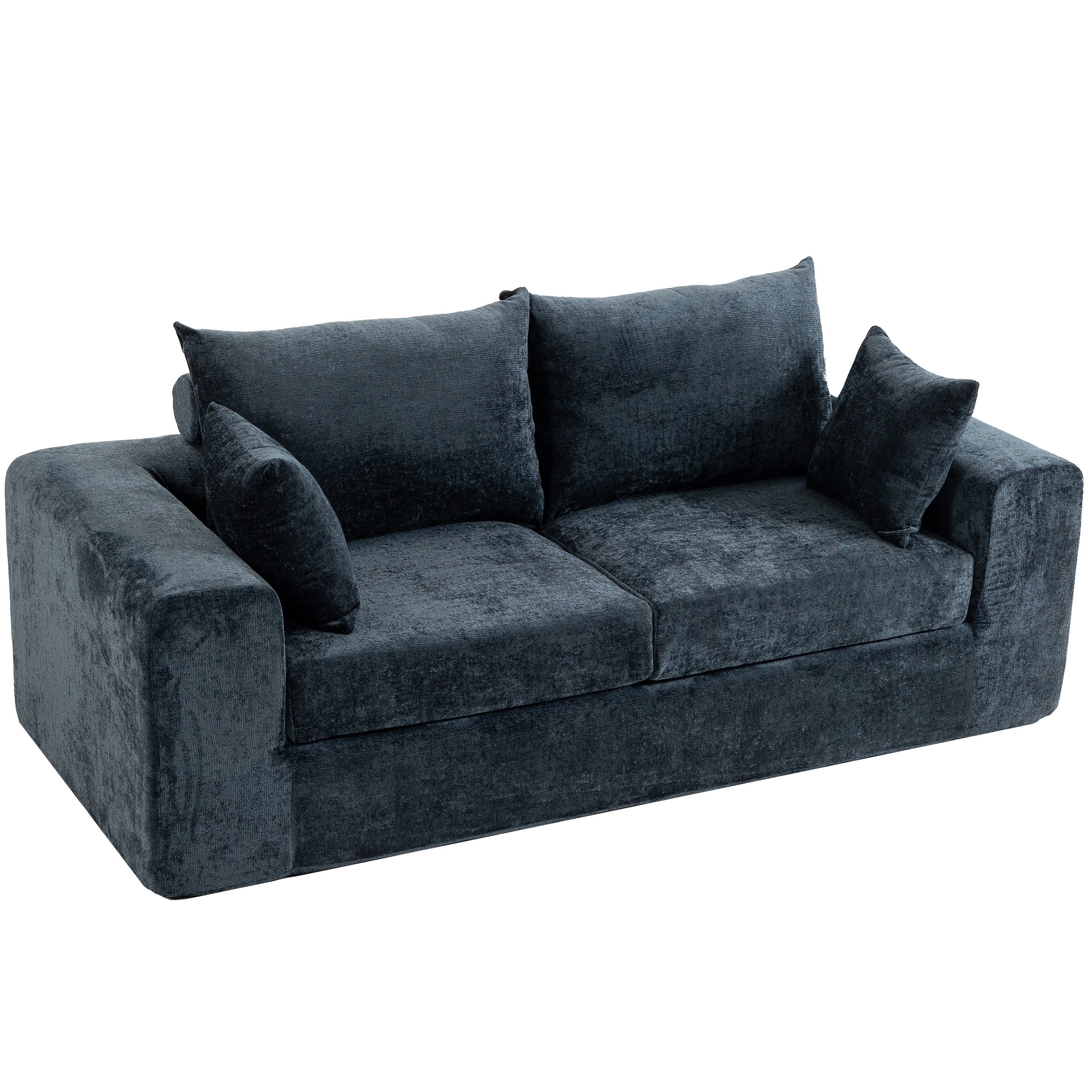 ZRHOME Sofa Zweisitzer Sofa, Chenille-Stoff, Hochdichter Schaumstoff, komprimiert rollbar geliefert, keine Montage nötig, atmungsaktiv