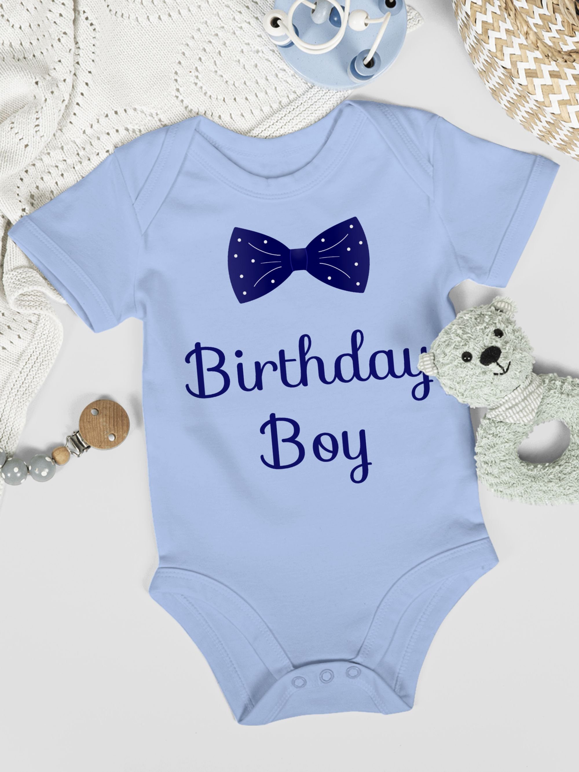 Birthday 2 Babyblau Boy - Fliege Shirtracer Geburtstag Geschenk Shirtbody für Babys