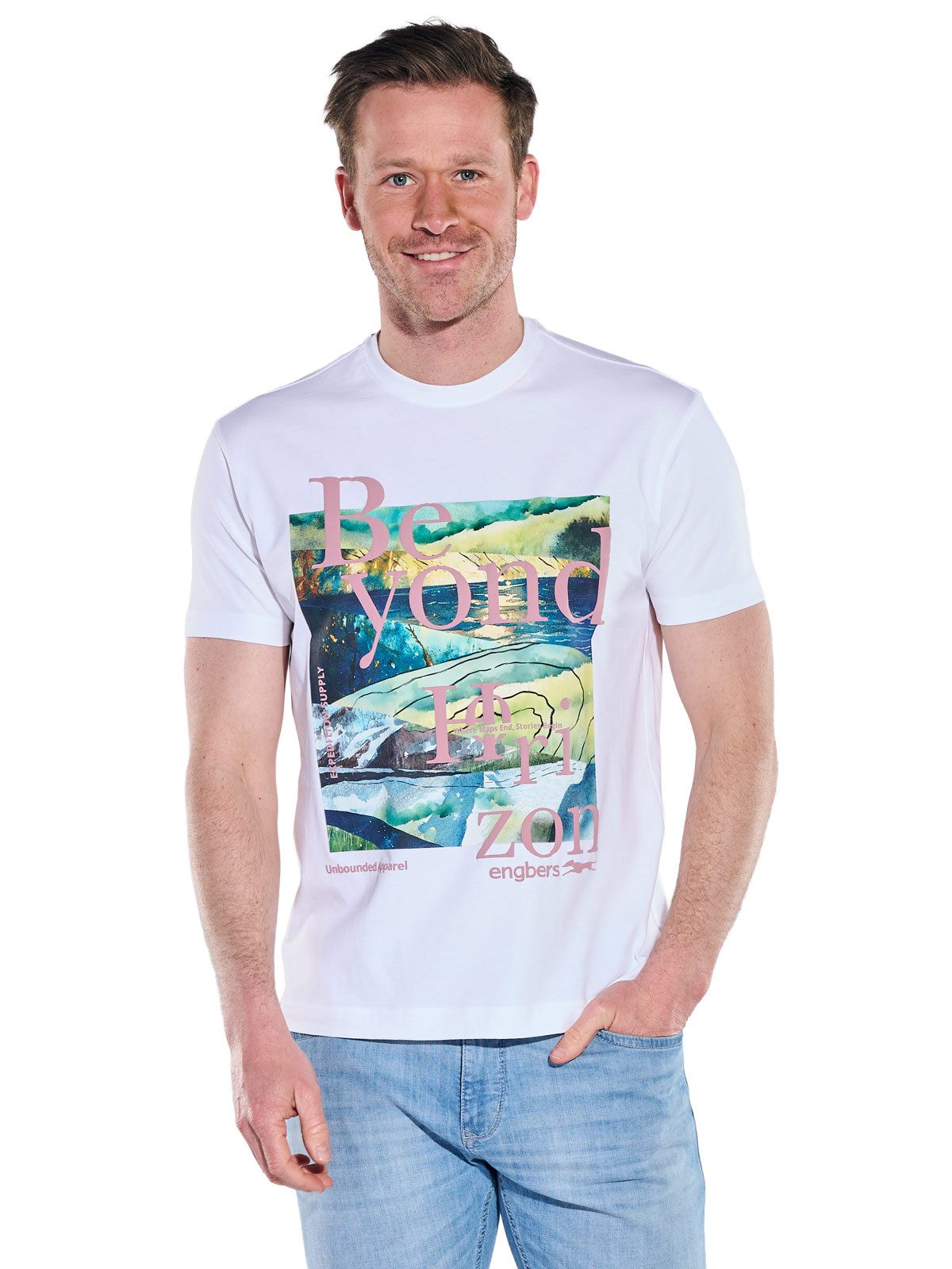 Engbers T-Shirt Herren T-Shirt mit Frontprint, Reinweiss
