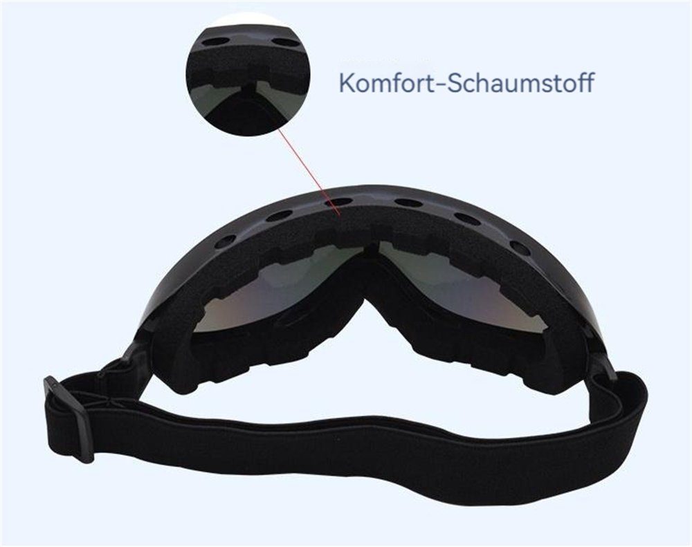 Skibrille Skibrille,Outdoor-Anti-UV-Anti-Schnee-Bergsteigerbrille Erwachsene Rouemi Schwarz