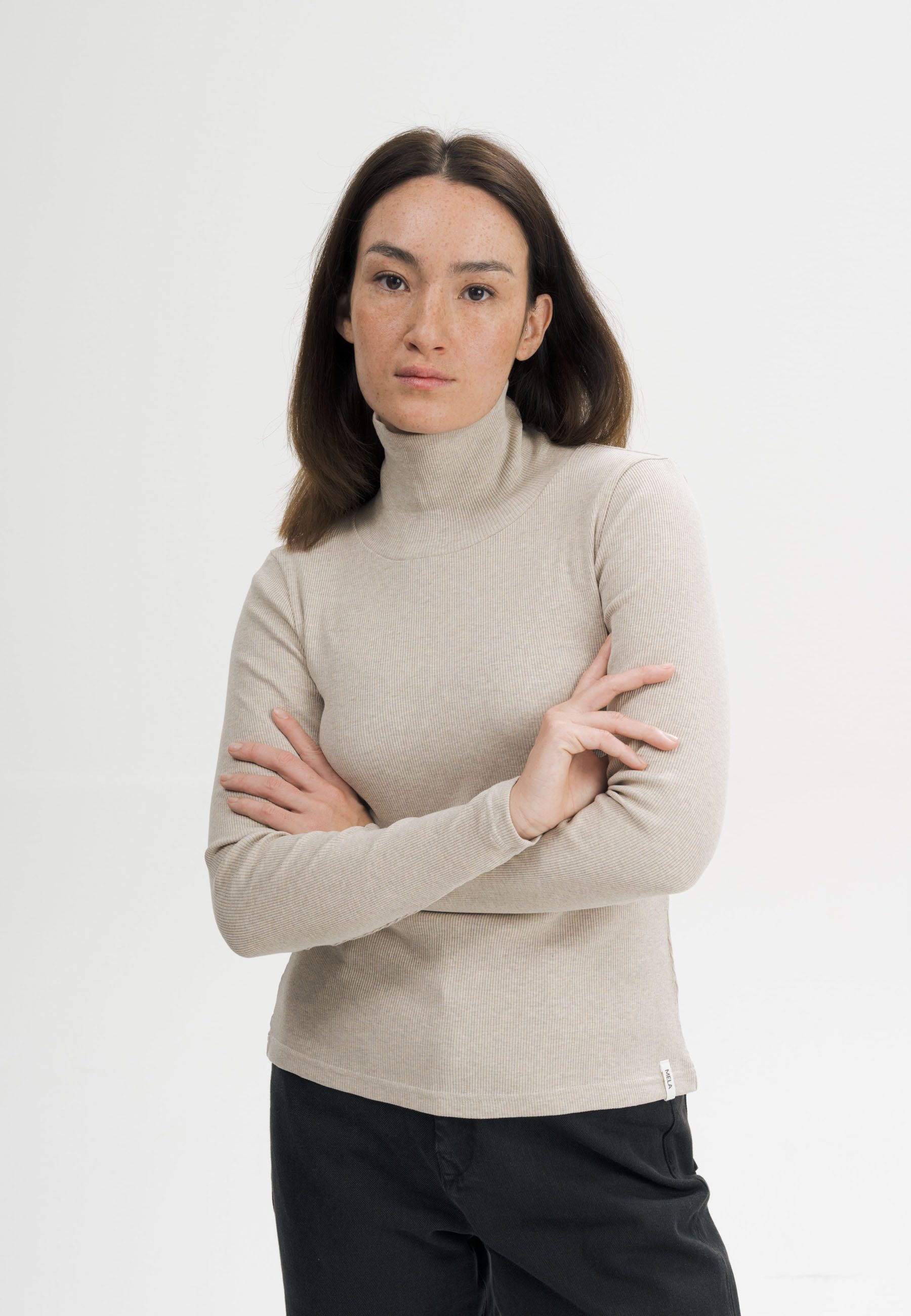 MELA Langarmshirt Ripp Rollkragen Langarmshirt Style MUNLI Lange Ärmel