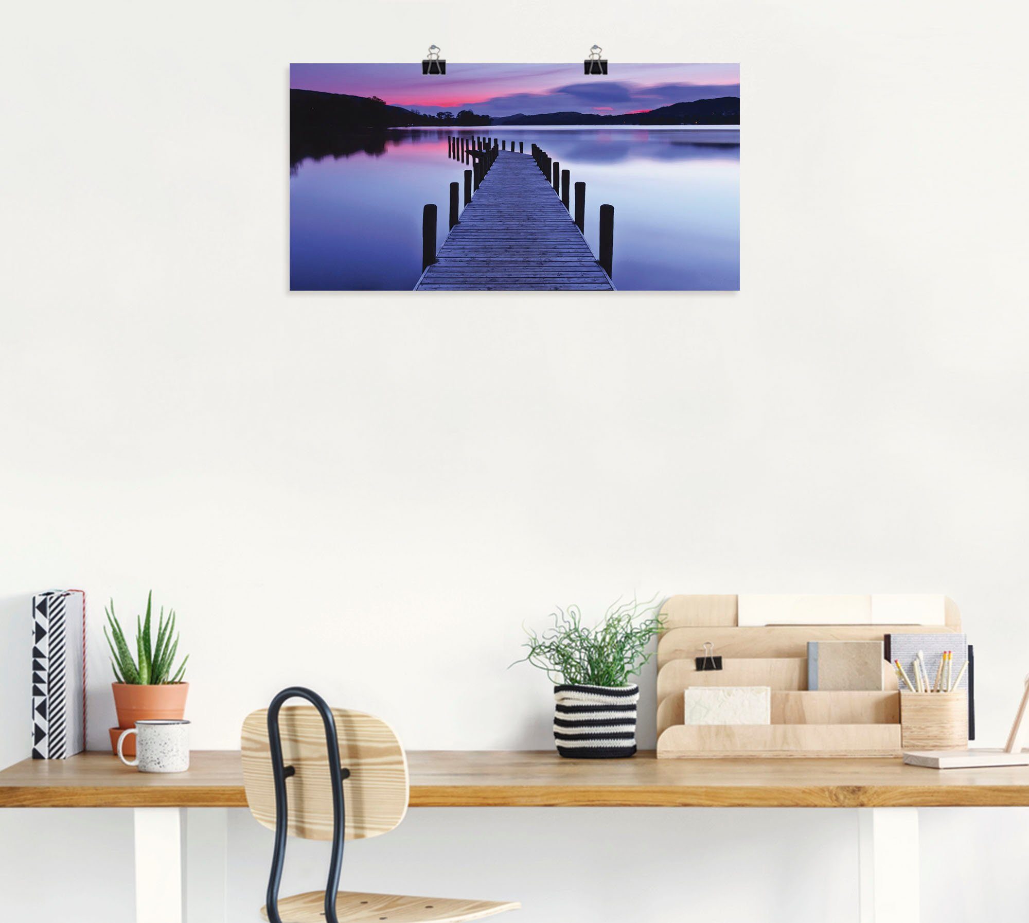 Artland Wandbild Panorama versch. Coniston Seebilder in Leinwandbild, Größen Poster als Steg St), (1 Water, oder Alubild, Wandaufkleber
