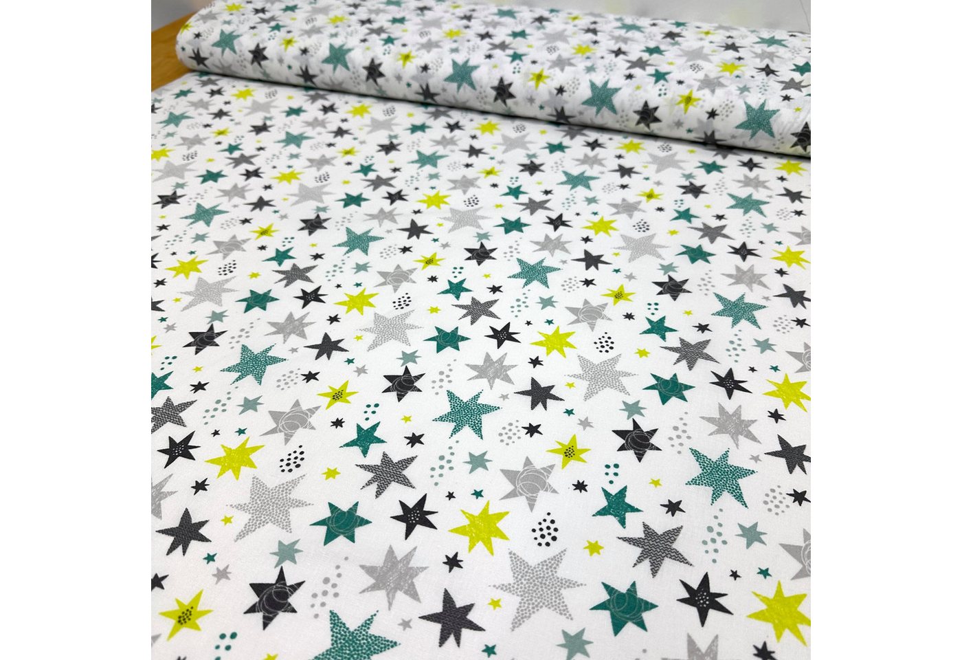 Thumbnail - MAGAM-Stoffe Stoff "Bunte Sterne", Baumwollstoff Kinderstoff OEKO-TEX Meterware ab 50cm