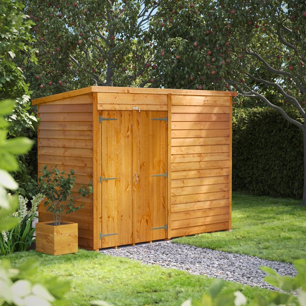 Powersheds Gartenhaus mit Pultdach und Stülpschalung, Vollholz mit Doppeltür ohne Fenster, BxT: 240x120 cm, (Polyester-verstärkte DachpaPOPe, gehärtetes Glas, hochwertiges Holz), Hochwertiges Holz