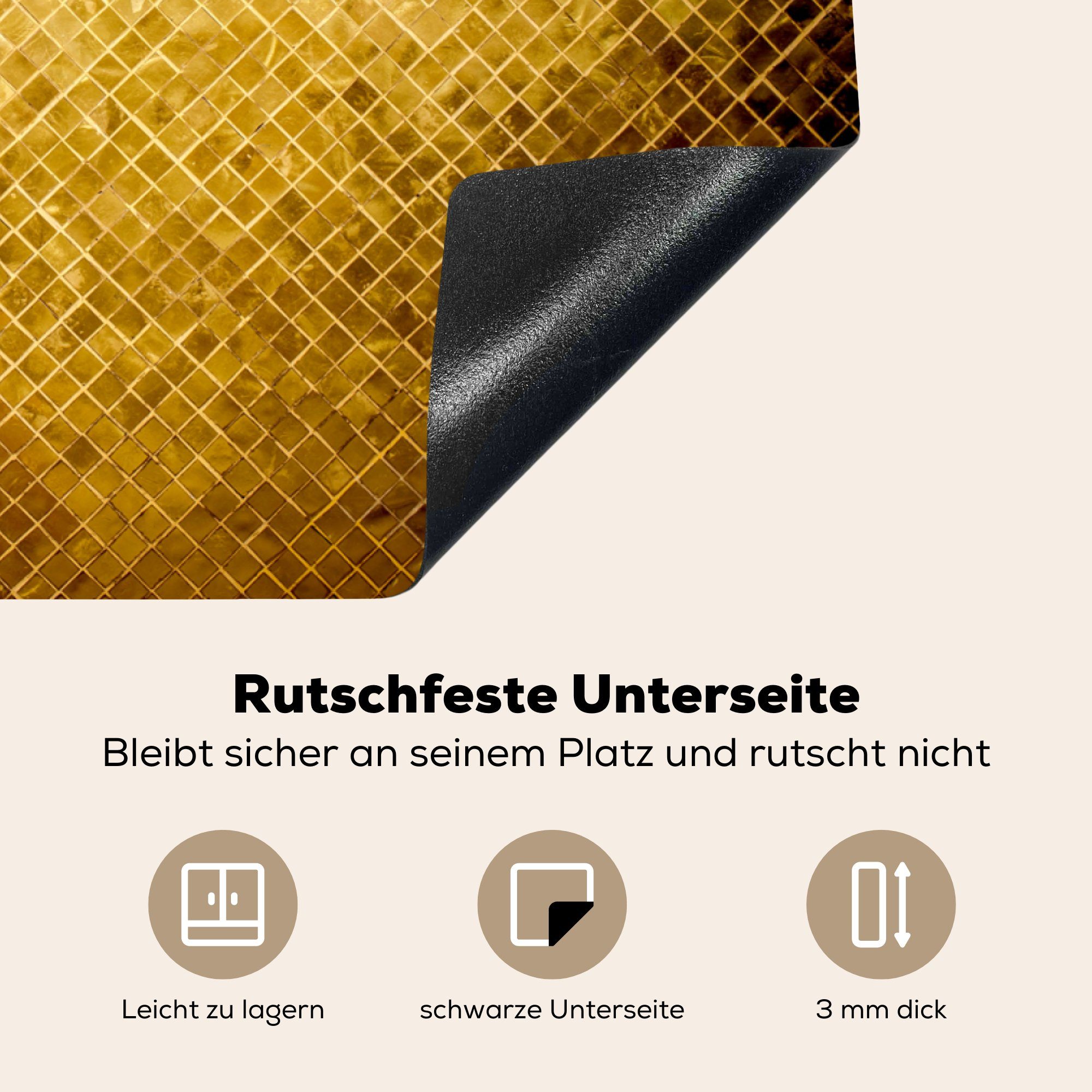 Abstrakt, MuchoWow cm, 81x52 - küche, Induktionskochfeld - Gold Herdblende-/Abdeckplatte Design Ceranfeldabdeckung die für (1 Vinyl, Schutz tlg),