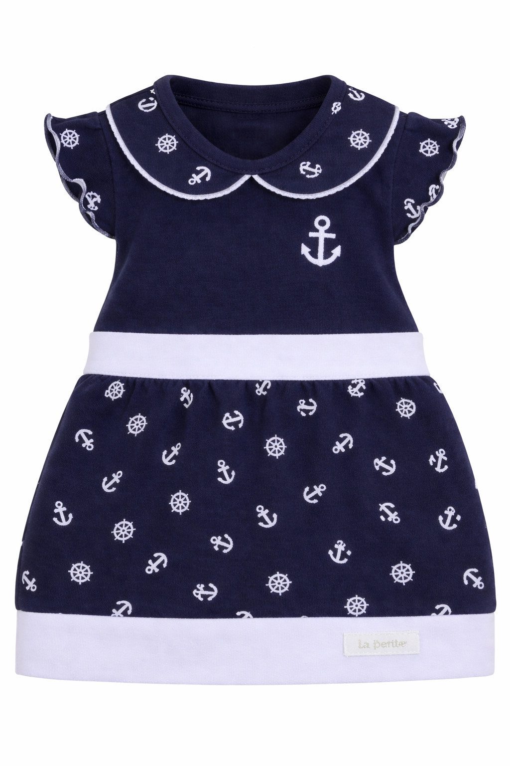 Jerseykleid Kleid für Baby und Kinder in Blau mit Anker Muster