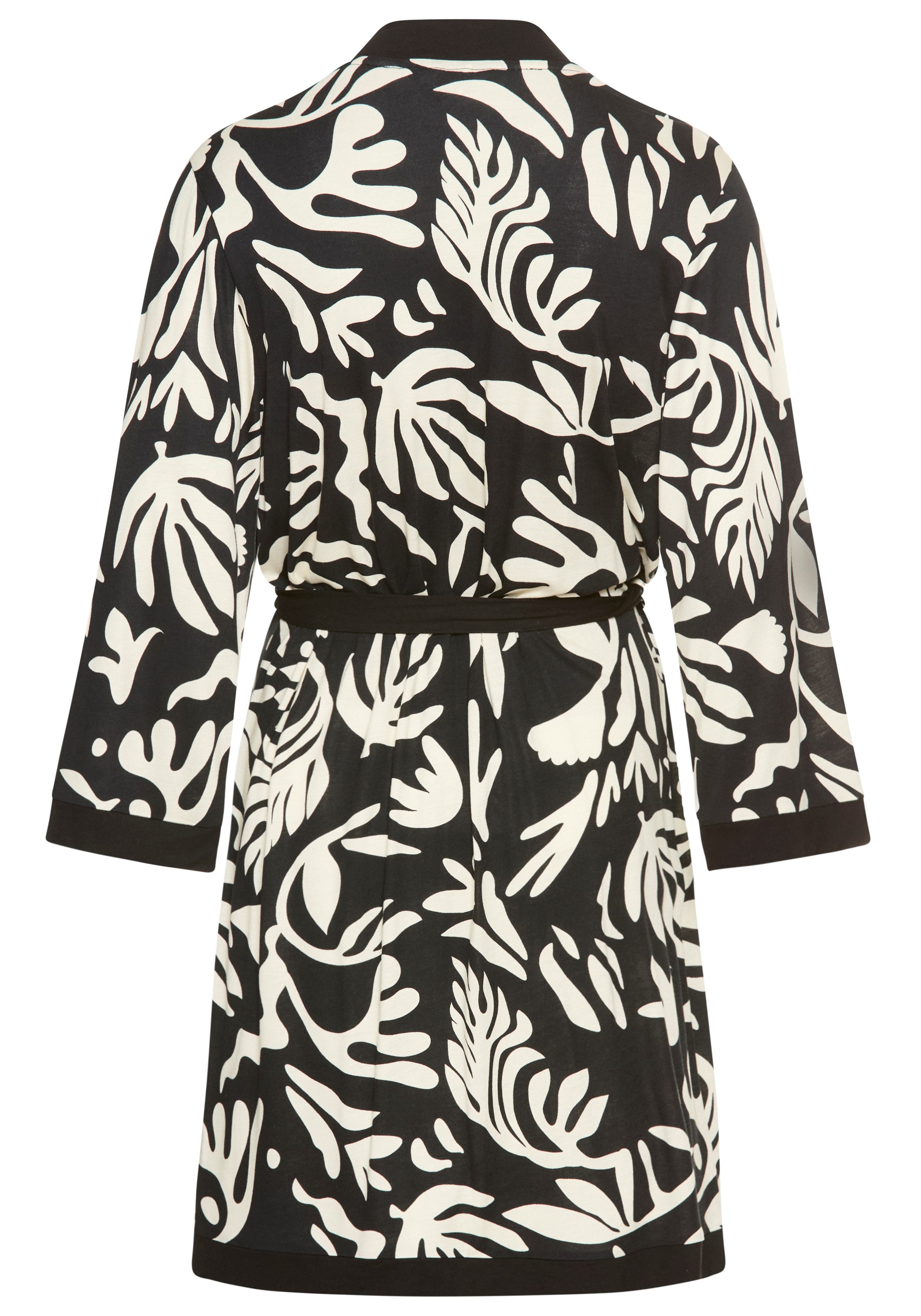 French Connection Kimono, Kurzform, Viskose, Gürtel, im zeitlosen Schwarz-Weiß-Look