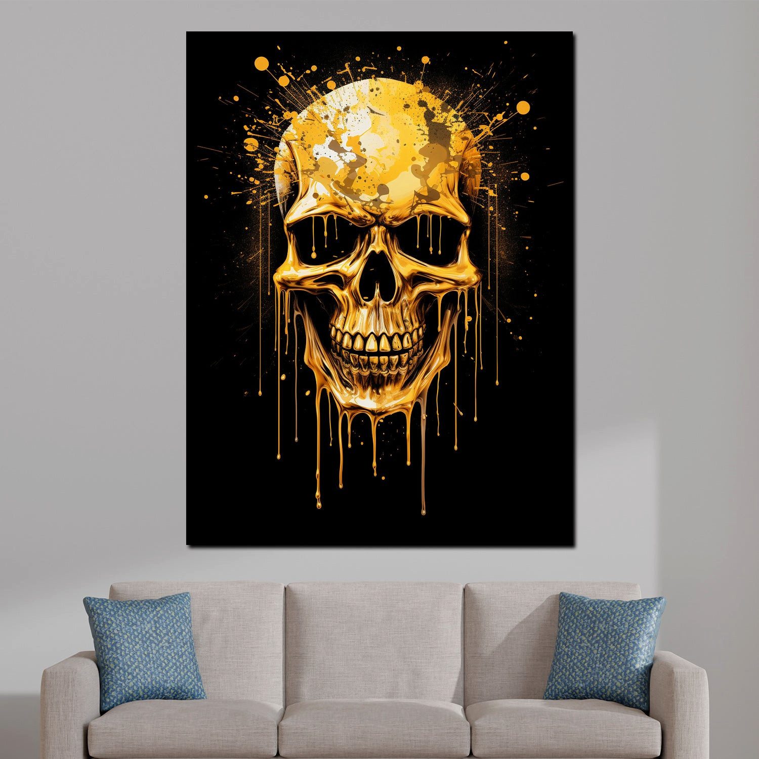 Artedinoi Leinwandbild Totenkopf Gold Dark Style günstig online kaufen