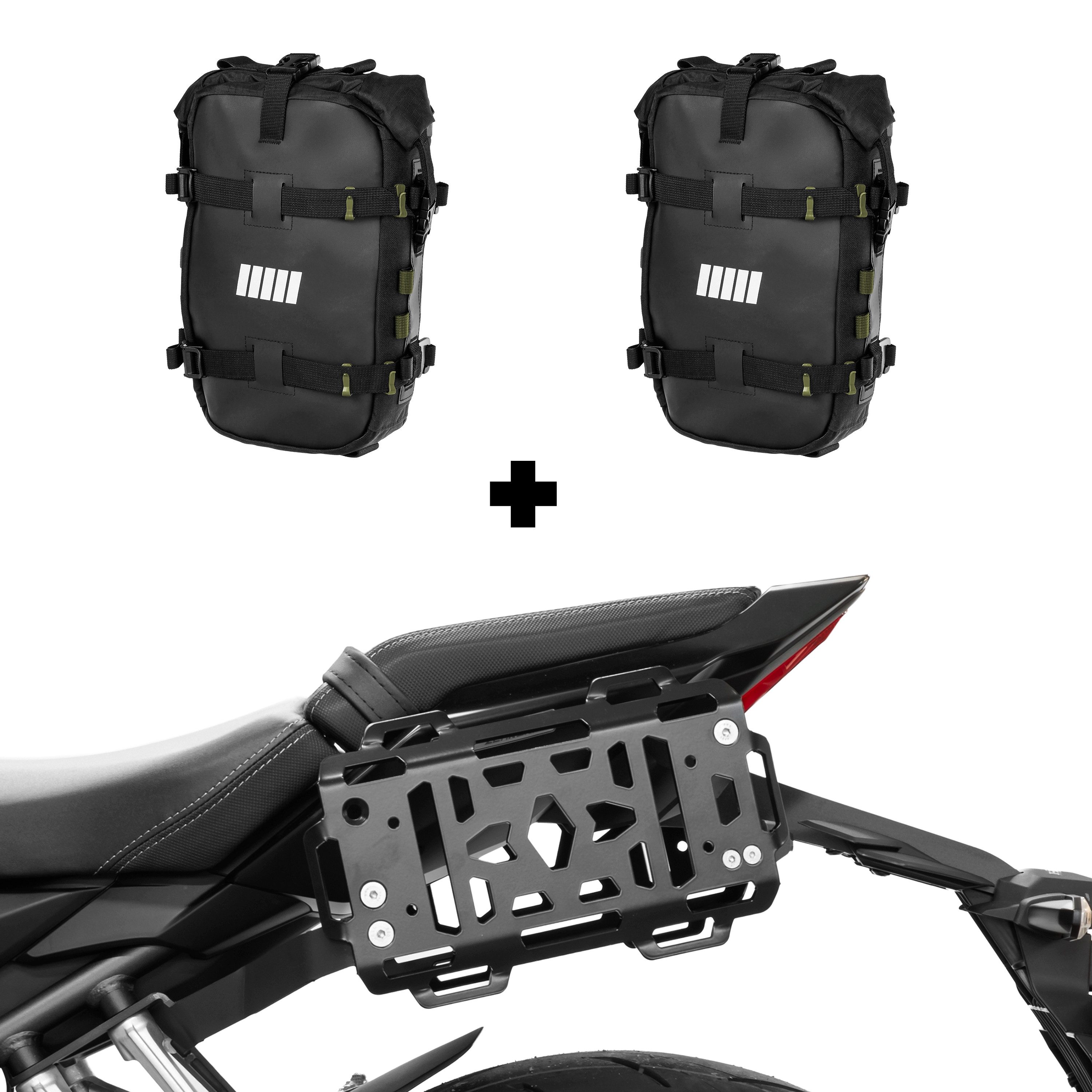 ZIEGER Fahrrad-Gepäckträger Hecktaschen-Set Rack inklusvie 2x(6 L) Taschen für Honda CB 650 R