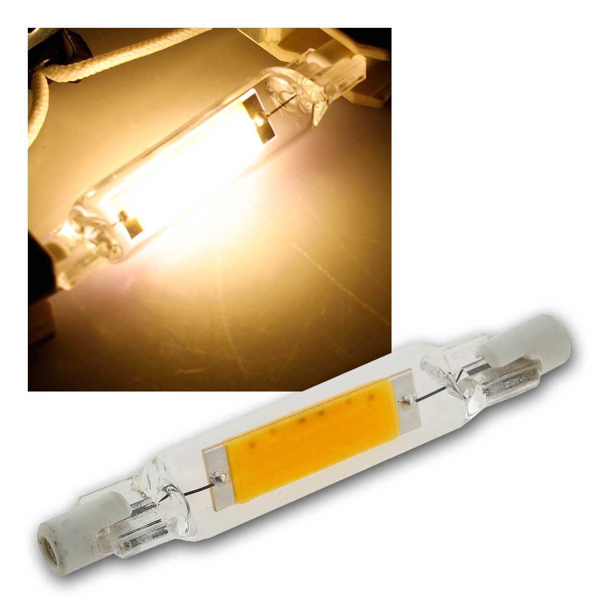 ChiliTec LED-Leuchtmittel R7s LED Leuchtstab 78mm Glas 360° 450lm warmweiß, warmweiß