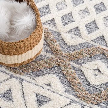 Hochflor-Teppich Focus 3050, Carpet City, rechteckig, Höhe: 20 mm, Boho-Teppich, besonders weich, 3D-Effekt, Rauten Design