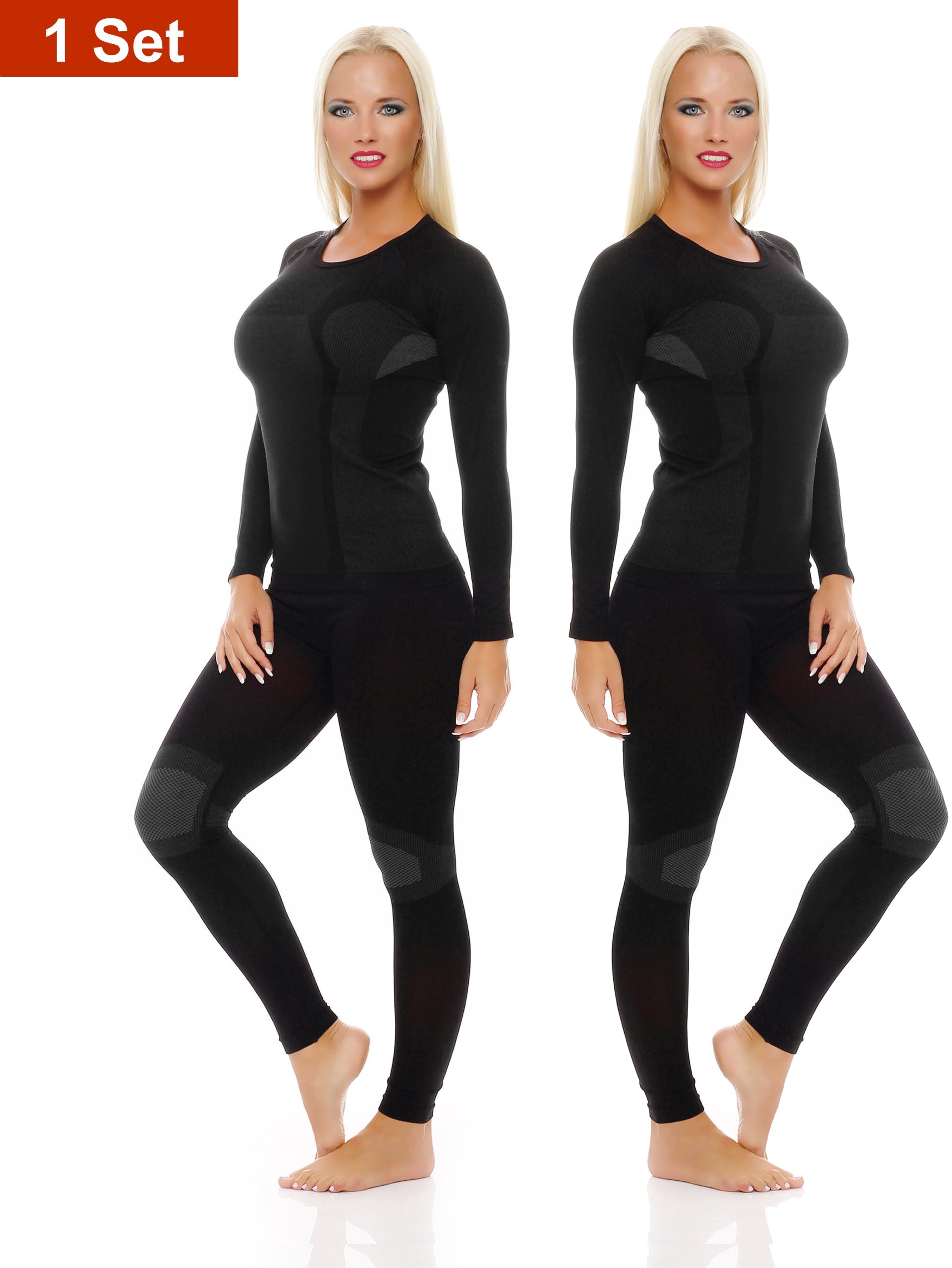 Funktionsunterhemd Warme lange Ski Unterwäsche Damen Thermo langes Hemd lange Unterhose