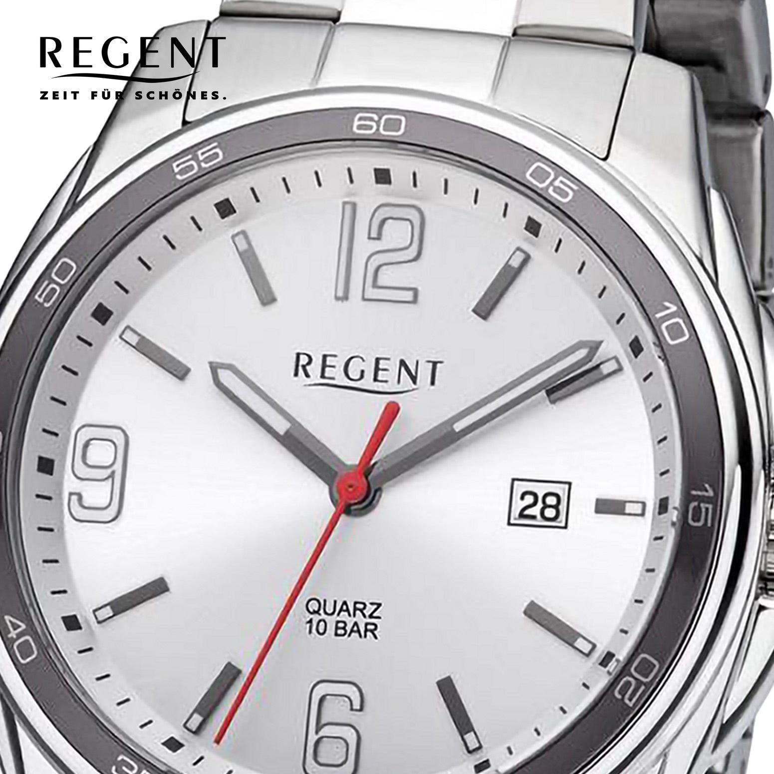 extra Quarzuhr Metallarmband (ca. Armbanduhr Herren Armbanduhr Analog, Herren groß Regent Regent 41mm), rund,