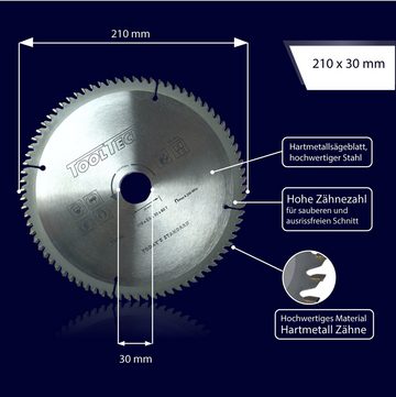 Jb - Perfect Kreissägeblatt Profi Kreissägeblatt 210x30 mm 80 Zähne 3 Reduzierringe 16, 20, 24,5mm (1-St., Kreissägeblatt mit 3 Reduzierringen)