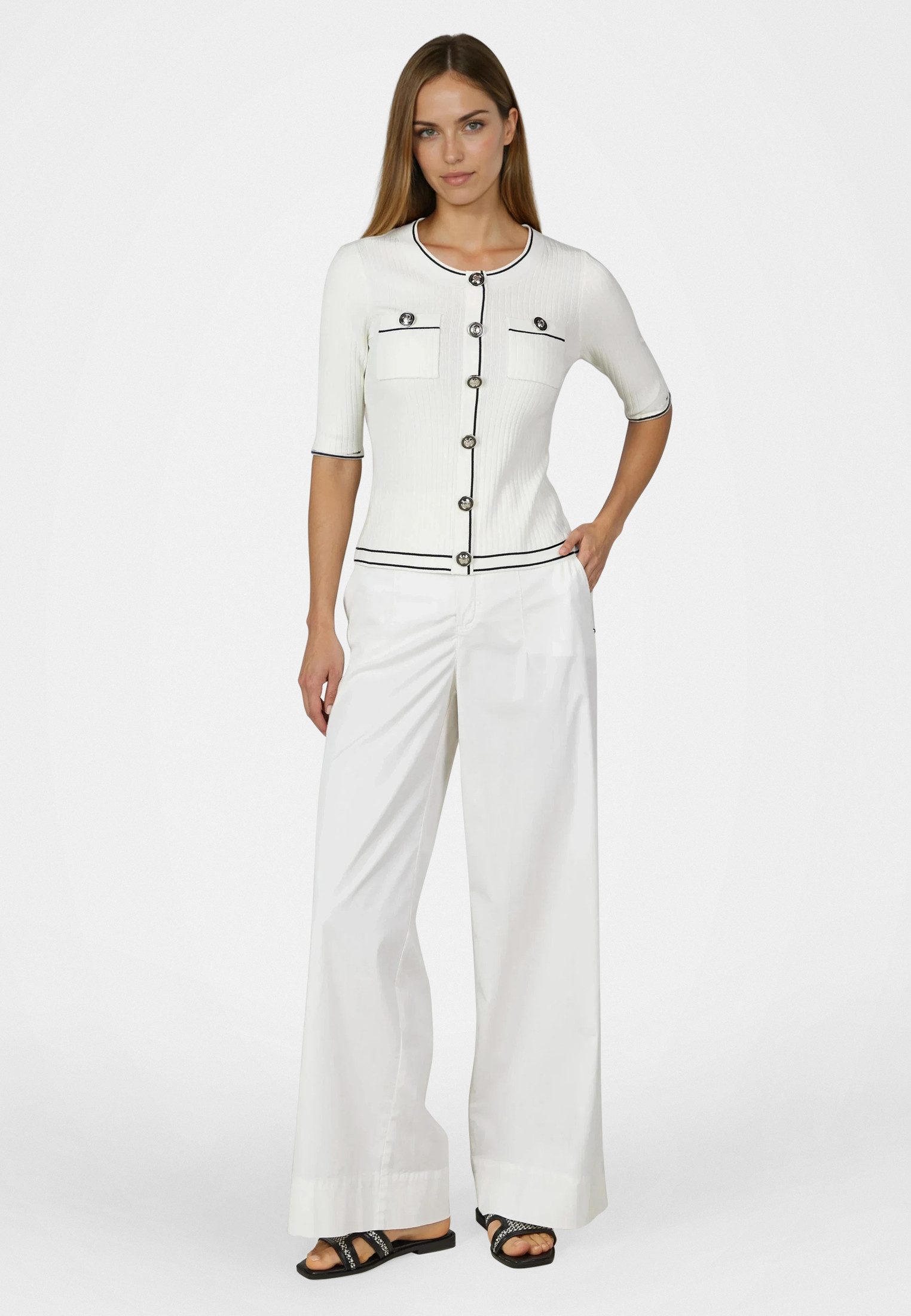 MARC AUREL Bundfaltenhose mit weitem Bein