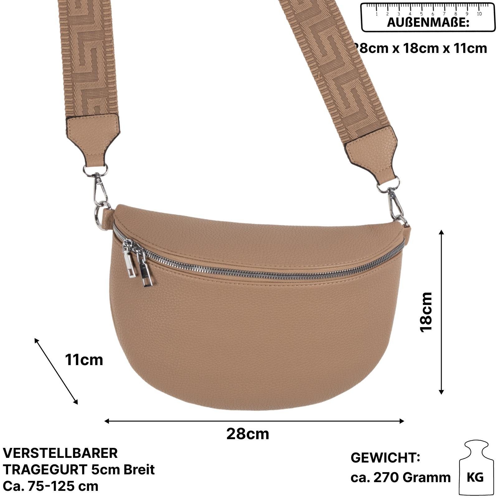 TAN Crossbody-Bag Umhängetasche Italy, Gürteltasche Bauchtasche Schultertasche, XL tragbar CrossOver, Kunstleder Umhängetasche als Hüfttasche EAAKIE