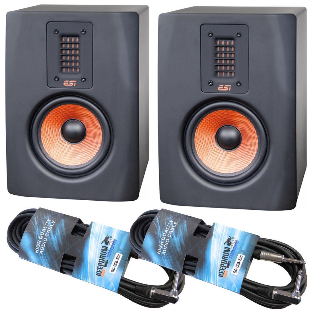 ESI Audio ESI Unik 05+ aktive Monitorboxen 1 Paar mit 2x Kabel Home Speaker (80 W, Vorteils-Set mit Klinkenkabel)