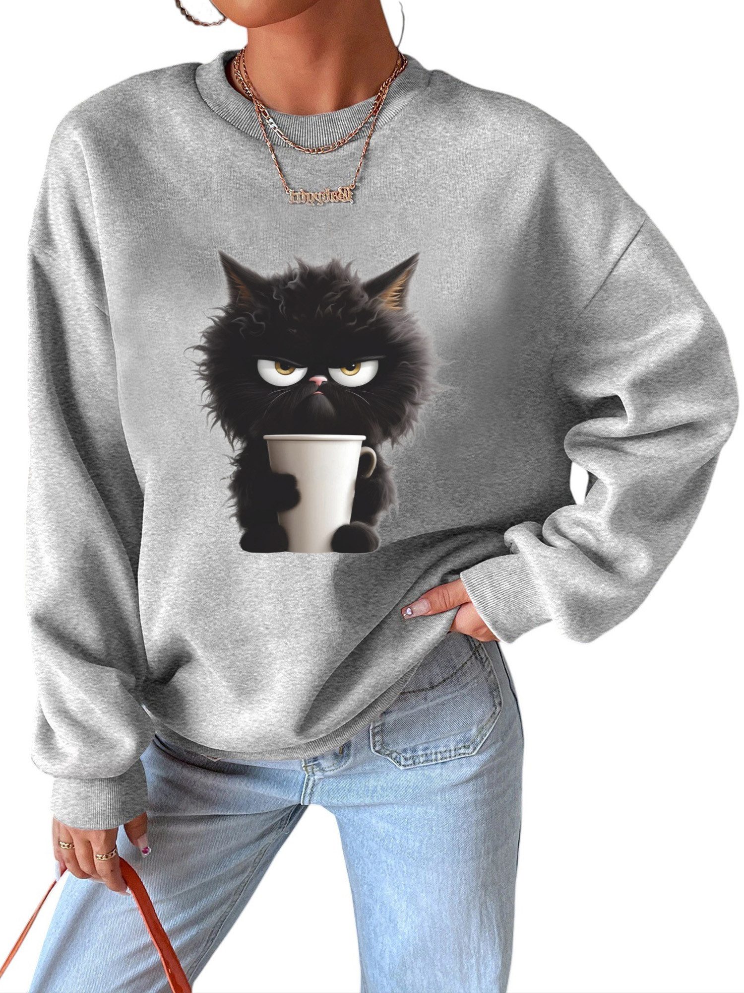 PYLIKE Sweatshirt Lockeres Damen Oversized Sweatshirt, Lässiger mit Dropped günstig online kaufen