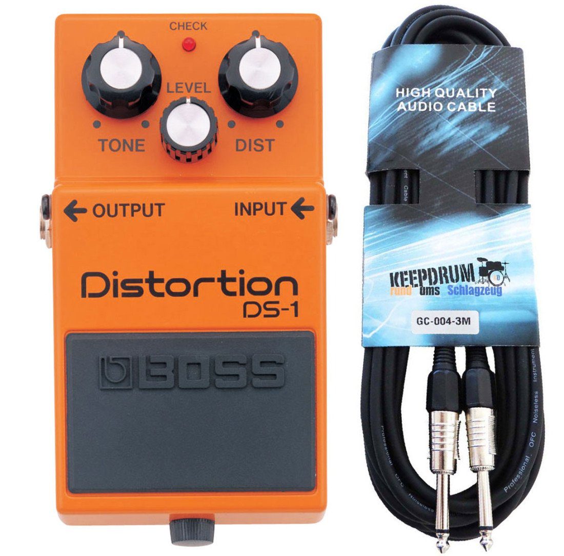 Boss by Roland E-Gitarre Boss DS-1 Distortion Pedal mit Gitarrenkabel 3m