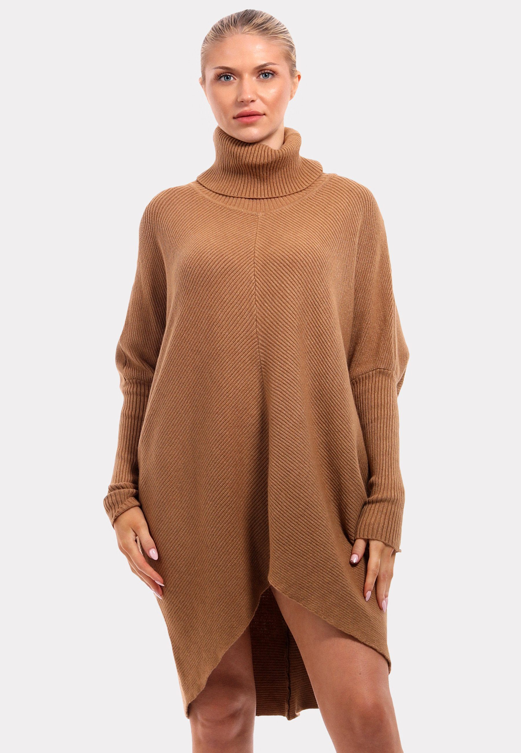 YC Fashion & Style Longpullover „Made in Italy – Oversize-Strickpullover mit Rollkragen“ (1-tlg) in Unifarbe, mit überschnittenen Schultern