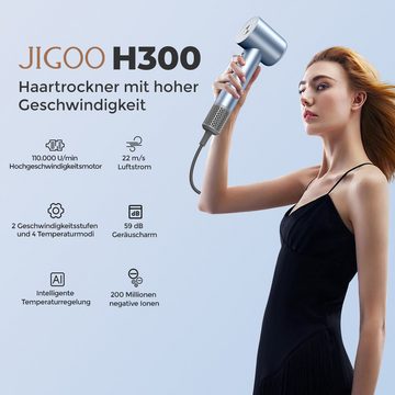 Jigoo Haartrockner H300, 1600,00 W, 200 Millionen negative Ionen, 110000rpm bürstenloser Motor