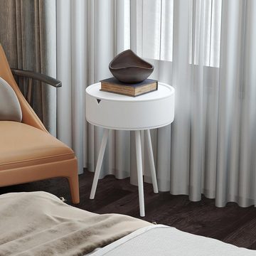 GOOLOO Beistelltisch Beistelltisch Weiss Rund, Kleiner Tisch, 40 x 55cm, Nachttisch Klein Couchtisch für Schlafzimmer, Balkon