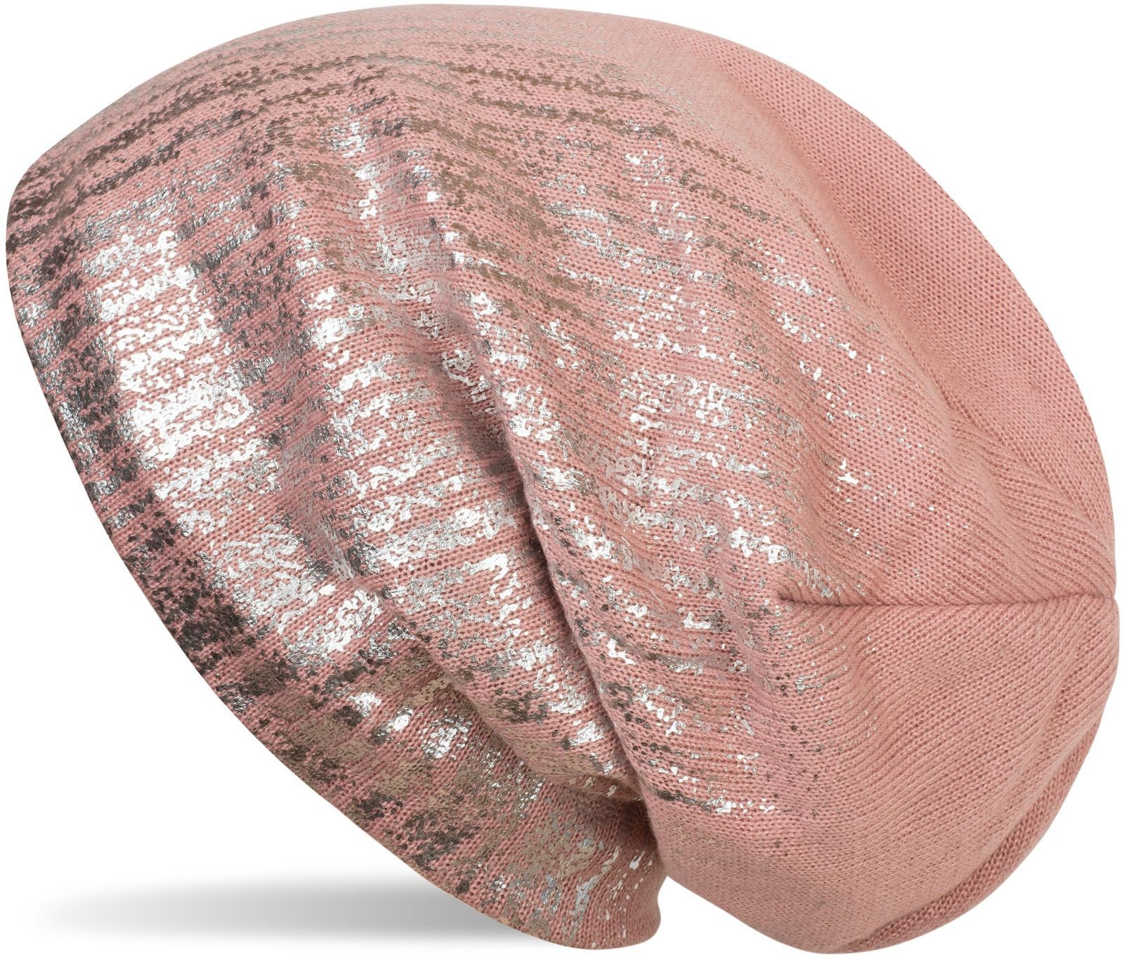 styleBREAKER Strickmütze Feinstrick Beanie mit Metallic Print (1-St)