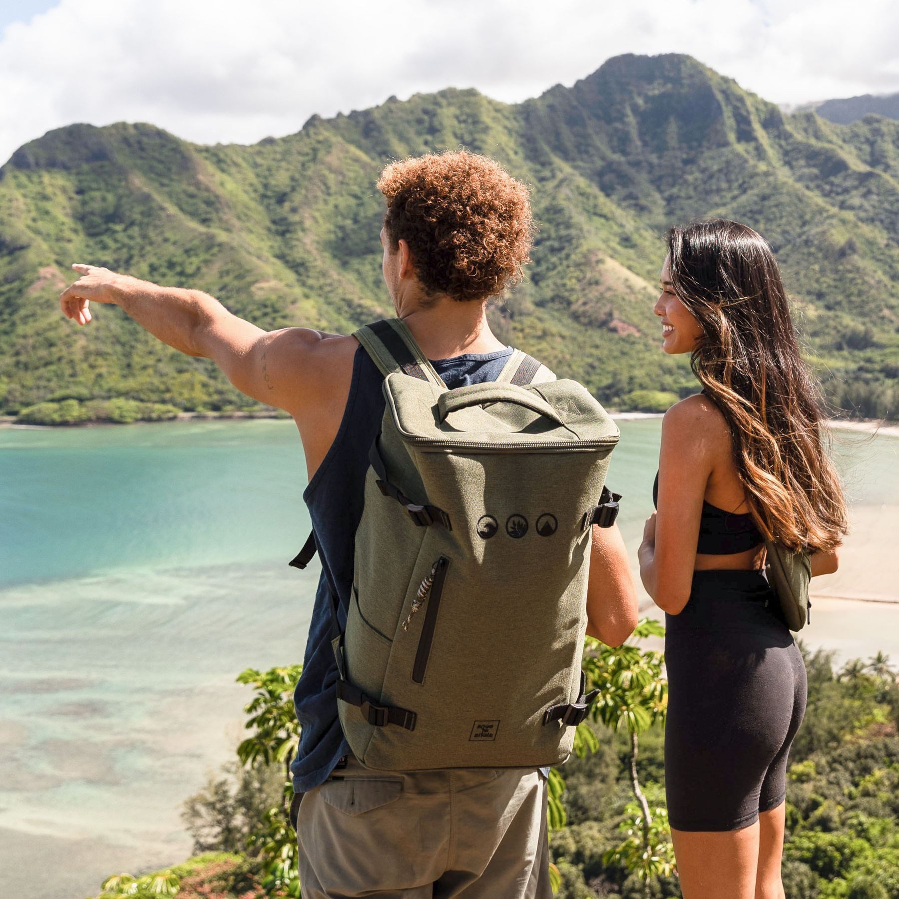 SONS OF ALOHA Rucksack XL Top-Loader Sporttasche Rucksack 15 Zoll olive, Backpack Kurier-Rucksack groß inkl. Laptopfach recyceltes PET