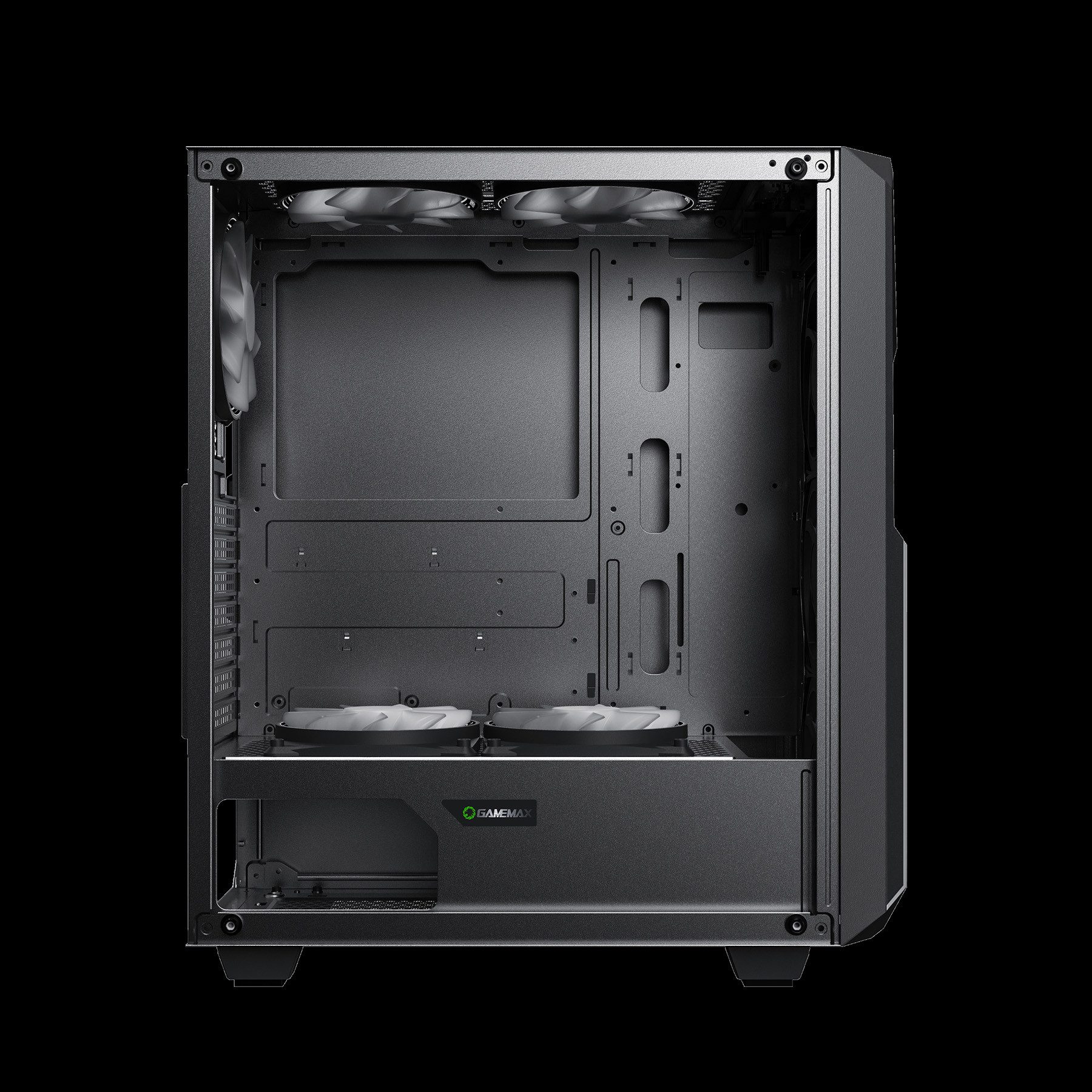 GAMEMAX Gaming-Gehäuse Revolt, Midi Tower, 1x USB 2.0, 1x USB 3.0, 1x Mikrofon, 1x Kopfhörer, 1050W 80+ Platinum Netzteil vorinstalliert