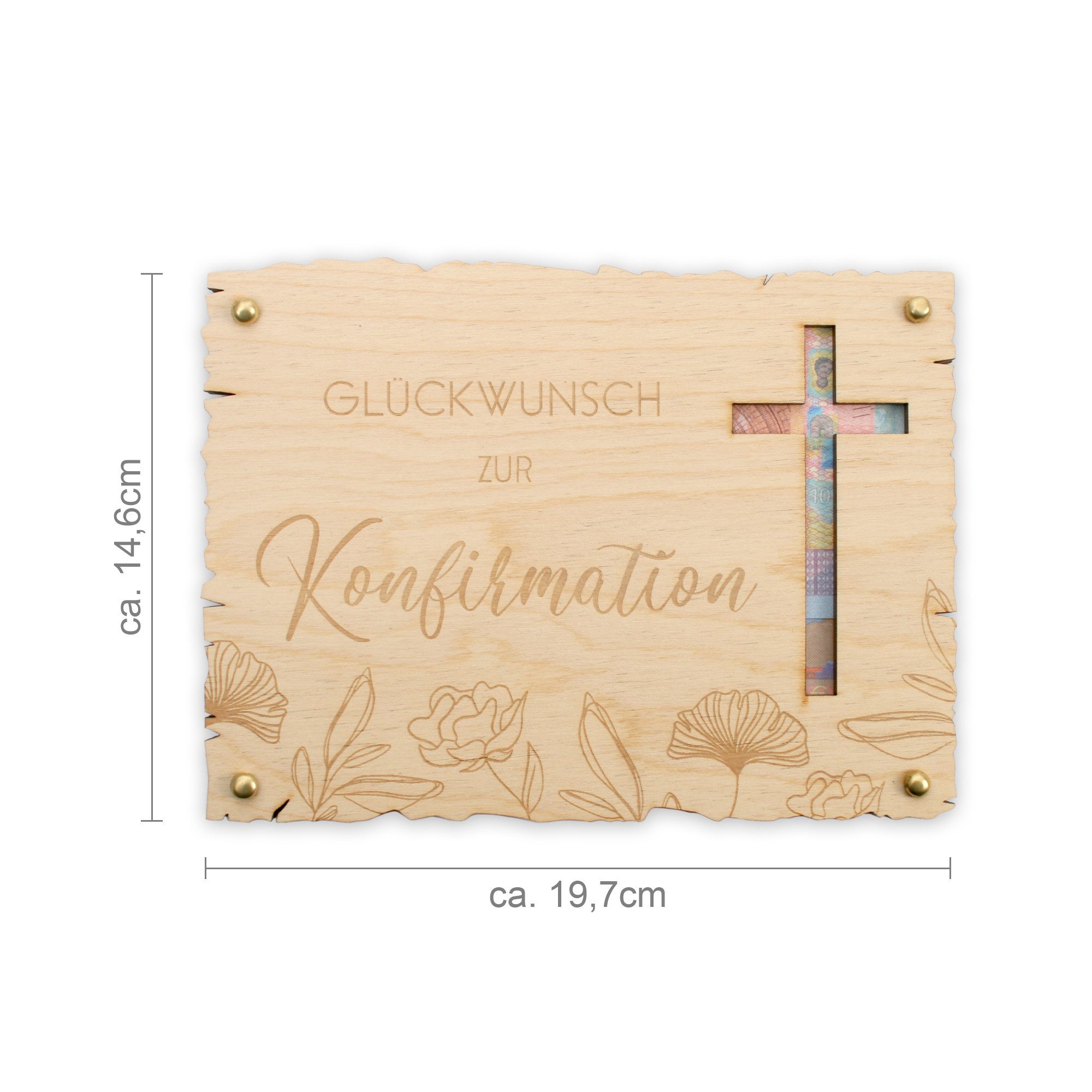 Kreative Feder Glückwunschkarte „Glückwunsch zur Konfirmation“ - Glückwunsch-Karte aus Holz