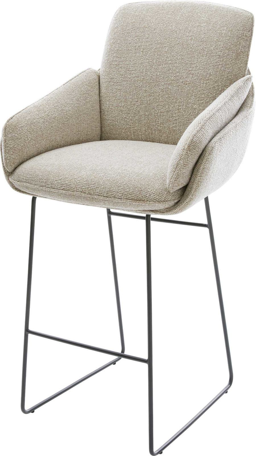 DELIFE Barhocker Luan-Flex, Kufengestell Metall Schwarz Webstoff Soft Beige