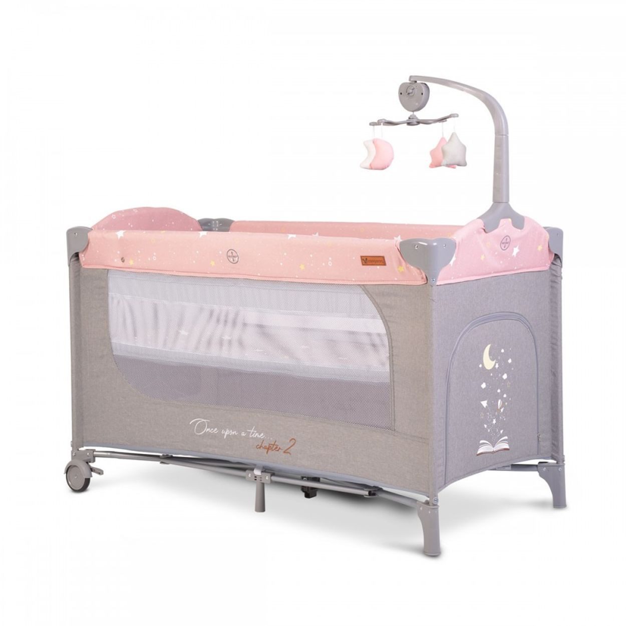 Cangaroo Baby-Reisebett Reisebett Once upon a time, 2 Ebenen, Seiteneingang, Matratze, Mobile
