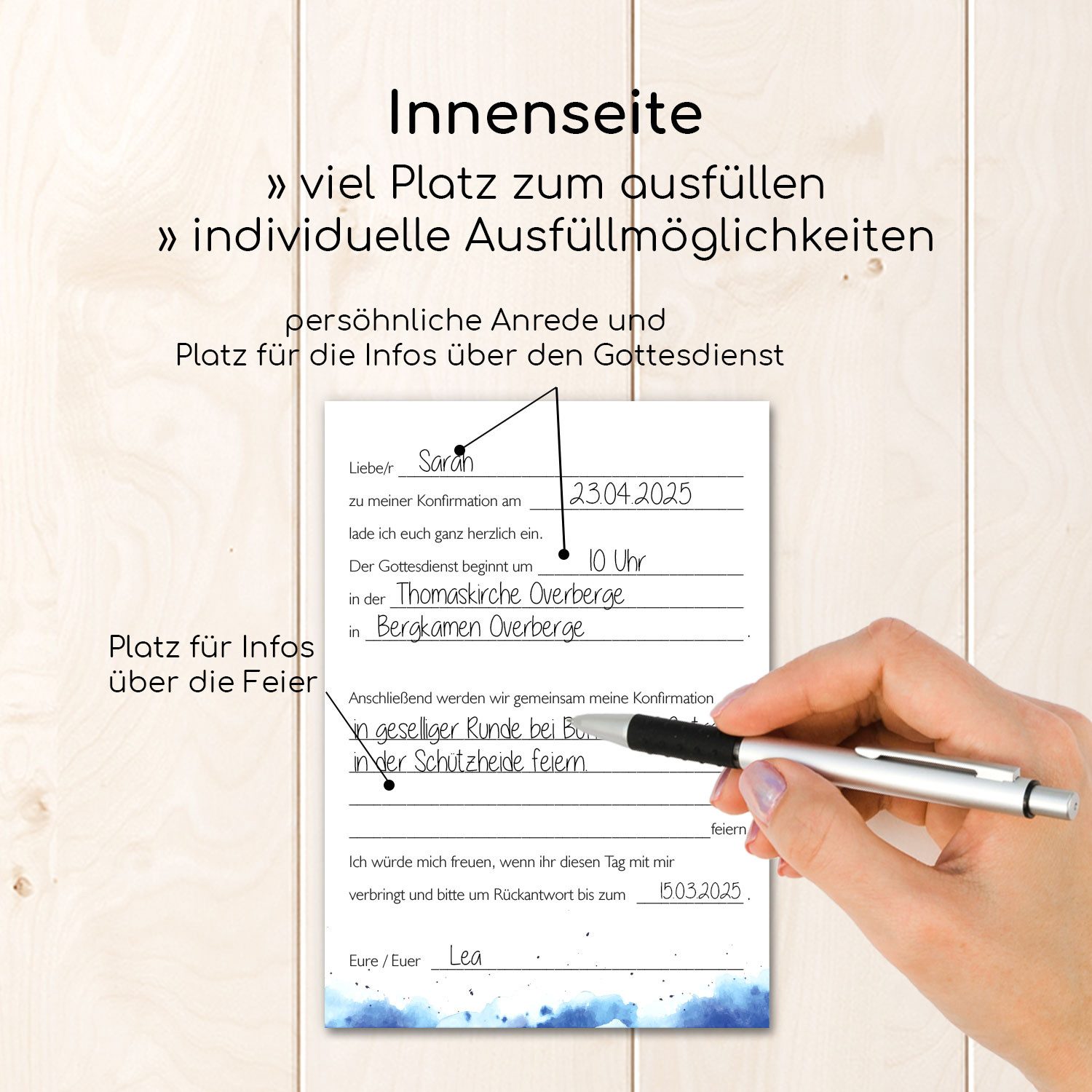 younikat Grußkarten 15 Einladungskarten Konfirmation DIN A6 inkl. Umschlägen I dv1563