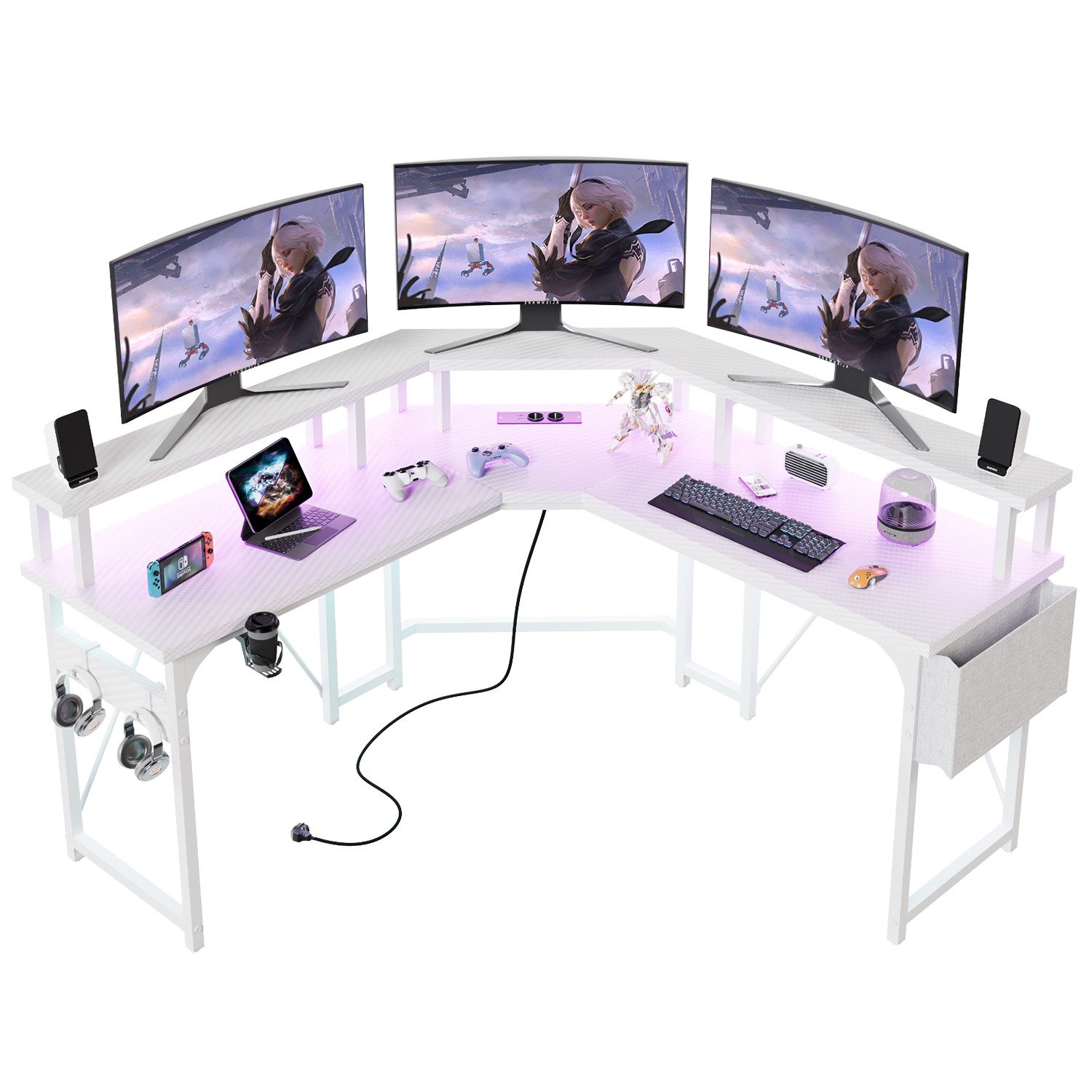Eckschreibtisch Gamingtisch Computertisch L-förm Eckschreibtisch mit Monitor-Ständer