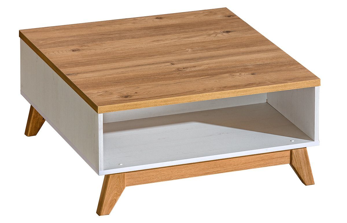 Stylefy Couchtisch Spanplatte unter Tischplatte, Eiche (Wohzimmertisch, Massivholz, Design, Skandinavisch Beistelltisch), stellbar, Andersen Kiefer Nash Stauraum variabel Svetlin