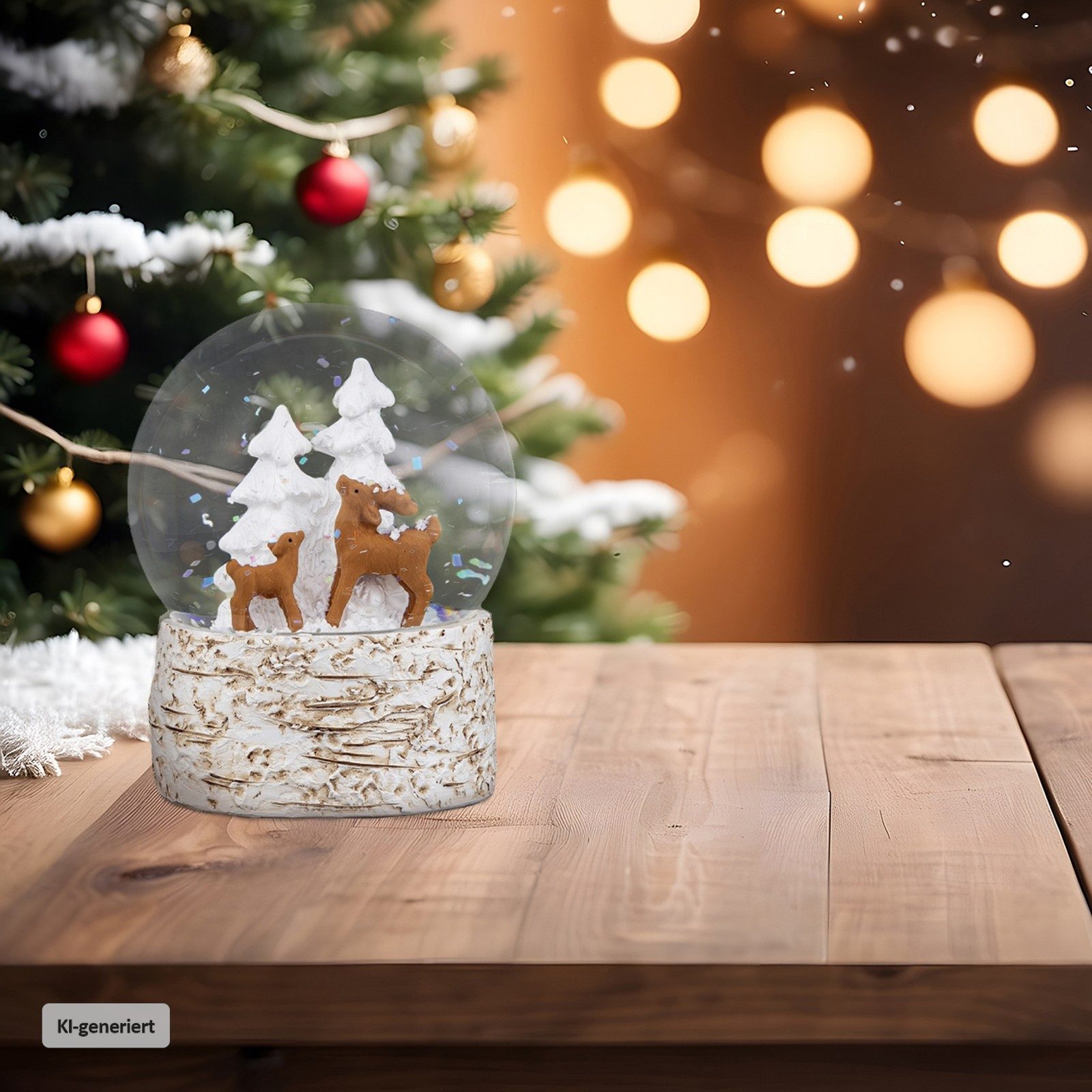 HTI-Living Schneekugel Schneekugel Rehfamilie (Stück, 1 St., 1 Schneekugel), Dekofigur Weihnachtsdekoration