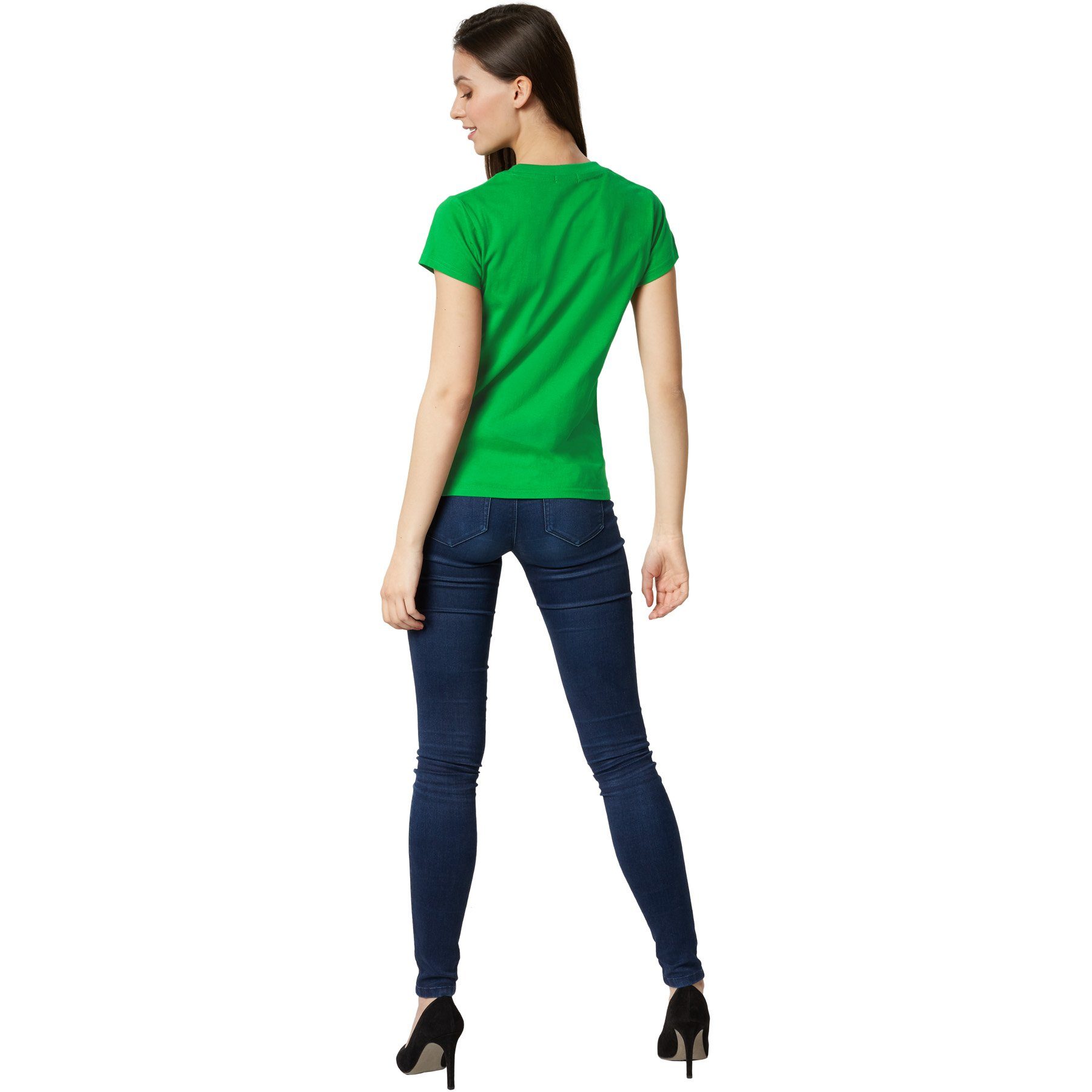 dressforfun T-Shirt Kurzarmtop, Für viele Outfits & Auftritte, Rundhals mit (Freizeitoberteil, Konfektionsgröße L in grün) Einfarbiges T-Shirt für Frauen, Feste – Bild 4 von 5