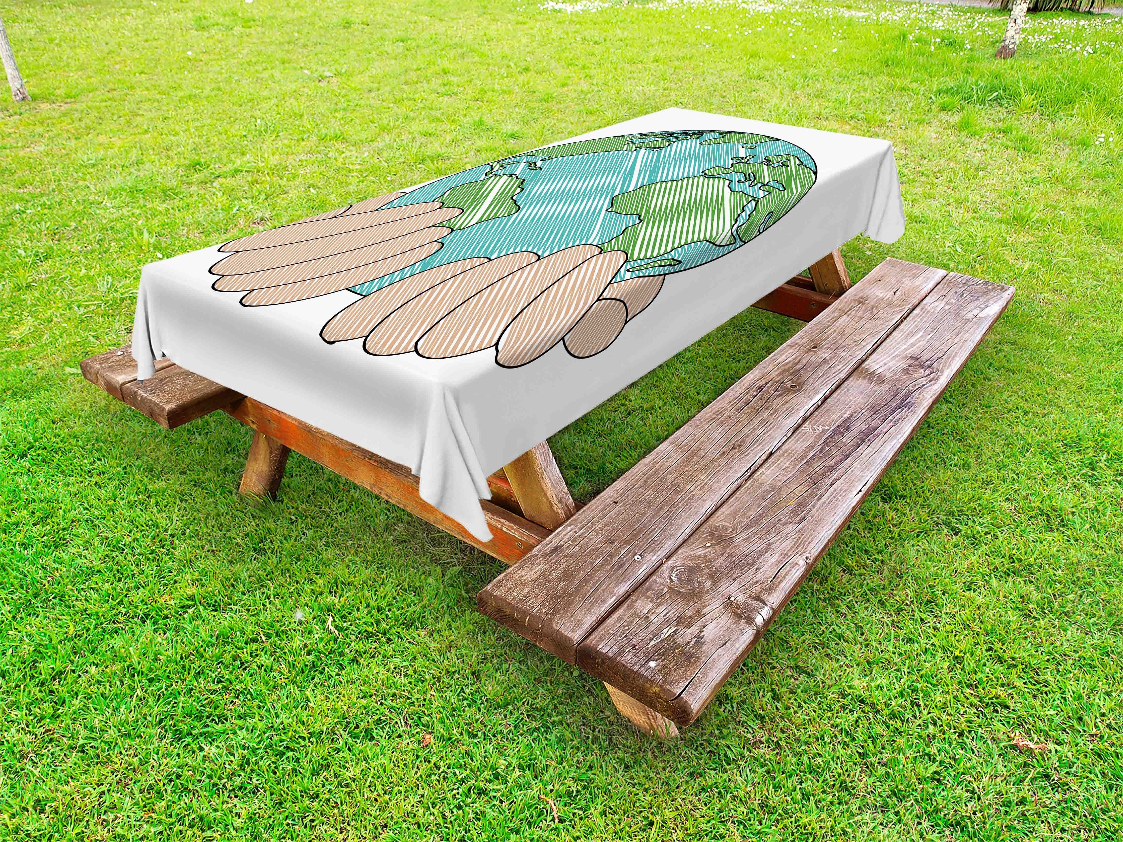 Globe Picknick-Tischdecke, waschbare Tag Kunst Tischdecke dekorative der Erde Abakuhaus Hands Holding