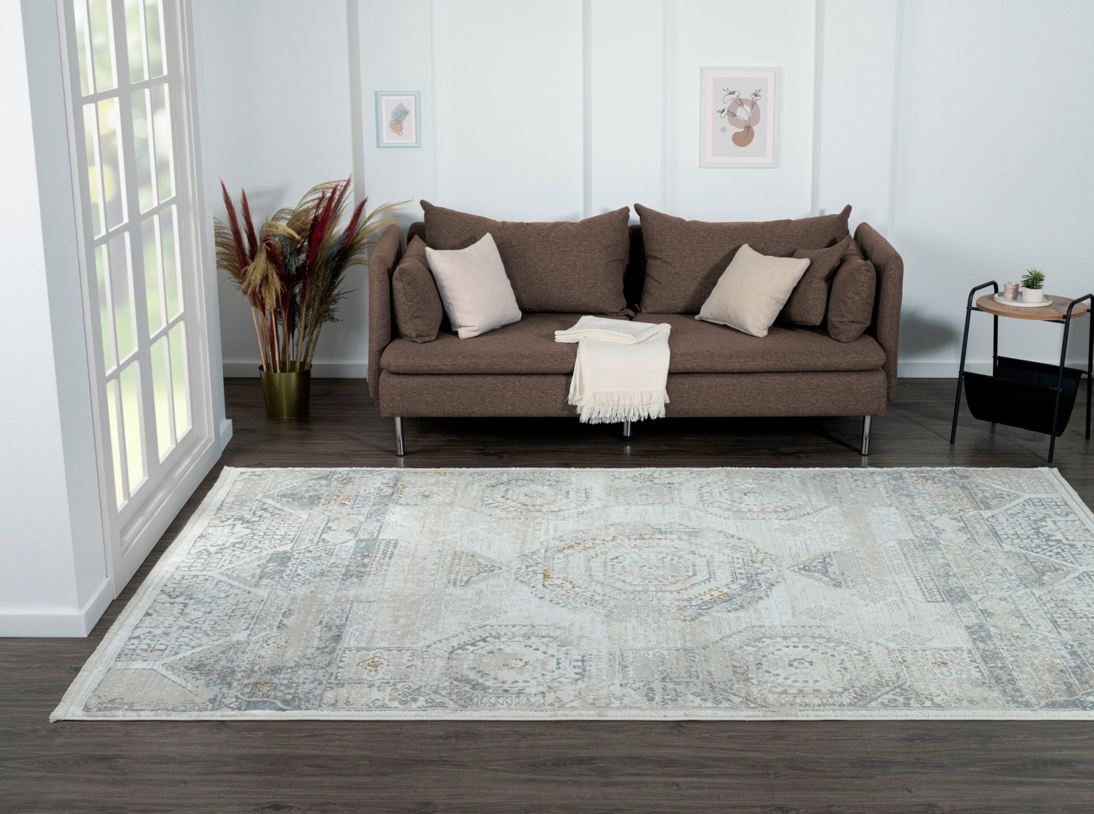 Myflair Möbel & Accessoires Teppich My Kazak, rechteckig, Höhe: 10 mm, Kurzflor, Retro-Style, besonders weich durch Microfaser, mit Fransen