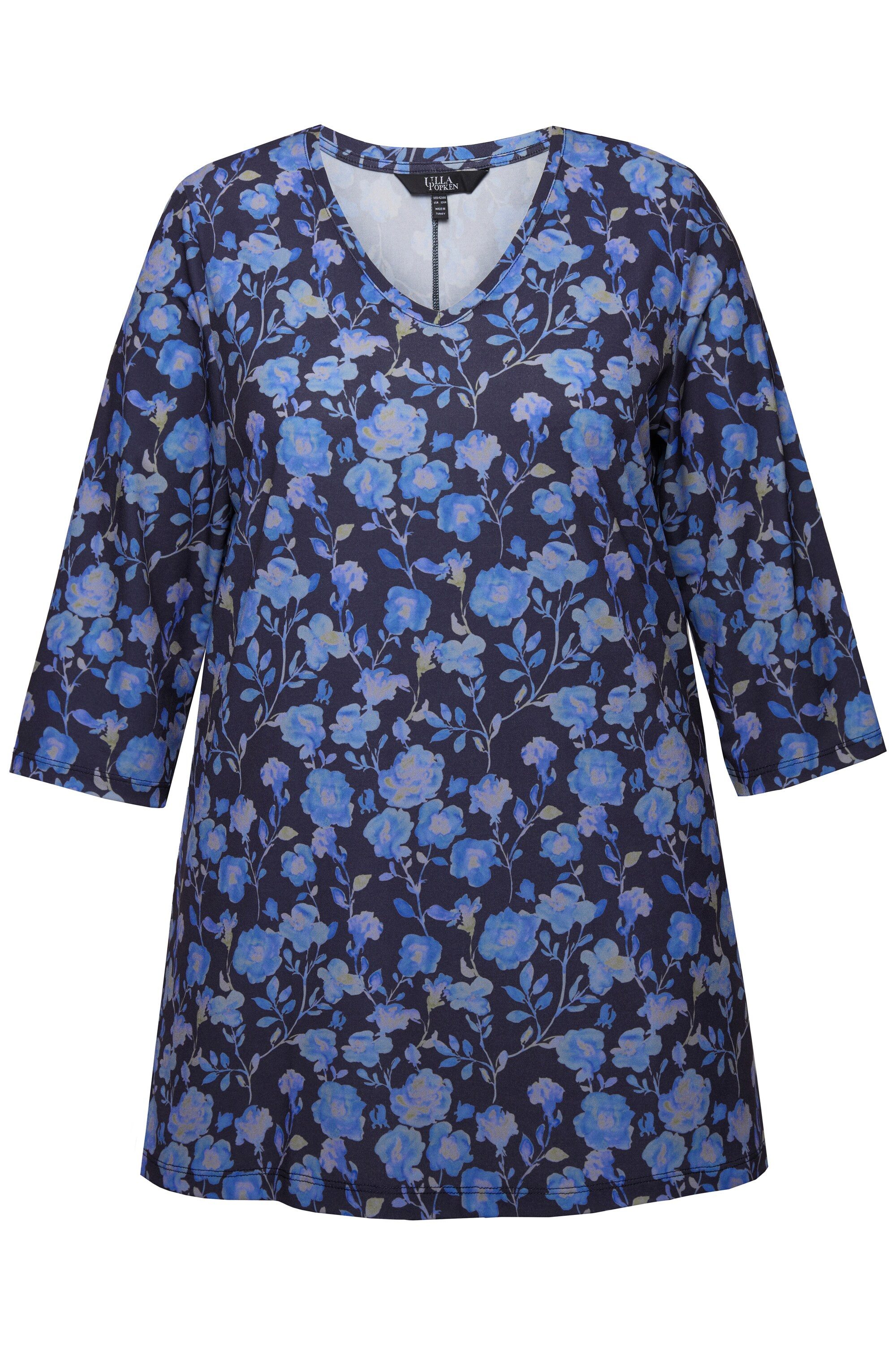 Ulla Popken Longshirt Longshirt A-Linie Blumenmuster günstig online kaufen