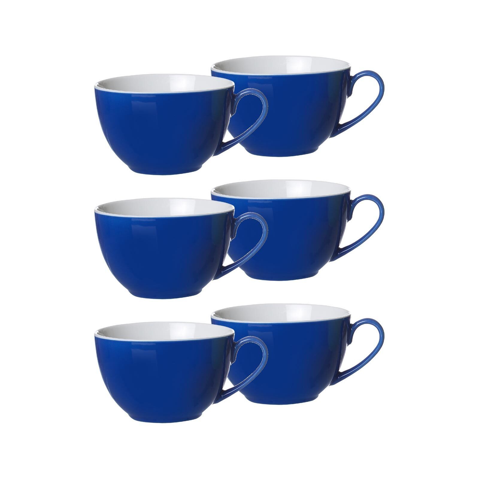 Ritzenhoff & Breker Tasse Doppio Kaffeetassen 200 ml 6er Set, Porzellan Indigo Blau