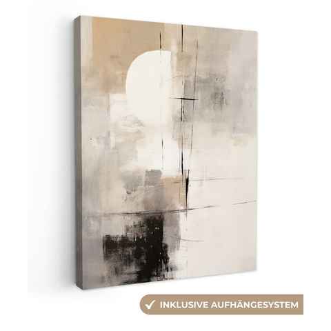 OneMillionCanvasses® Leinwandbild Abstrakt - Kunst - Grau, Beige, Schwarz, Weiß (1 St), Leinwand Bilder für Wohnzimmer Schlafzimmer 30x40 cm
