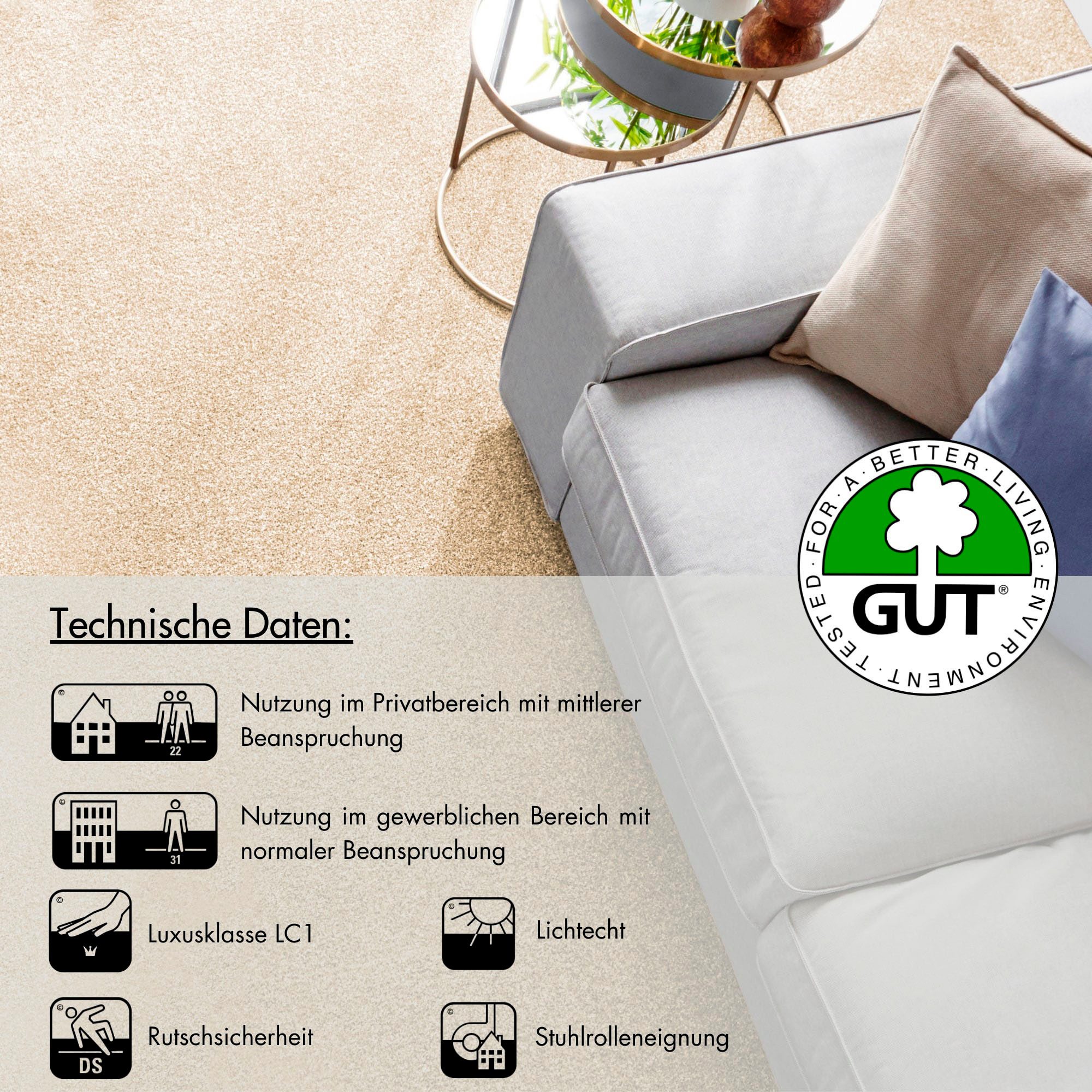 Andiamo Teppichboden Catania, Velours, Made in Belgium, rechteckig, Höhe: 7,5 mm, meliert, Breite 400 cm oder 500 cm, strapazierfähig & pflegeleicht